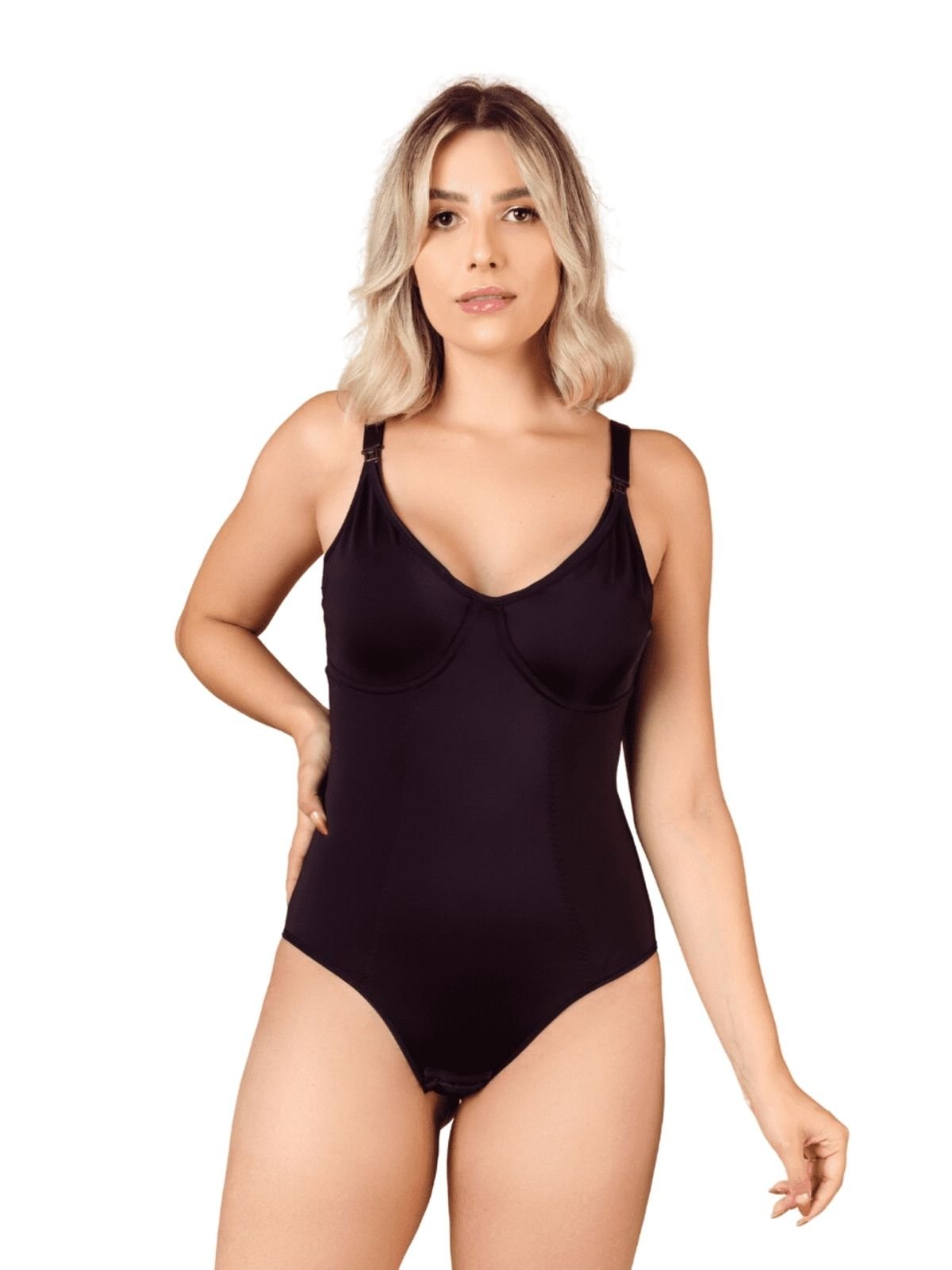 Body Modelador de Amamentação Pós-Parto Cirúrgico Sem Bojo Média Compressão Shanty Lingerie Bege