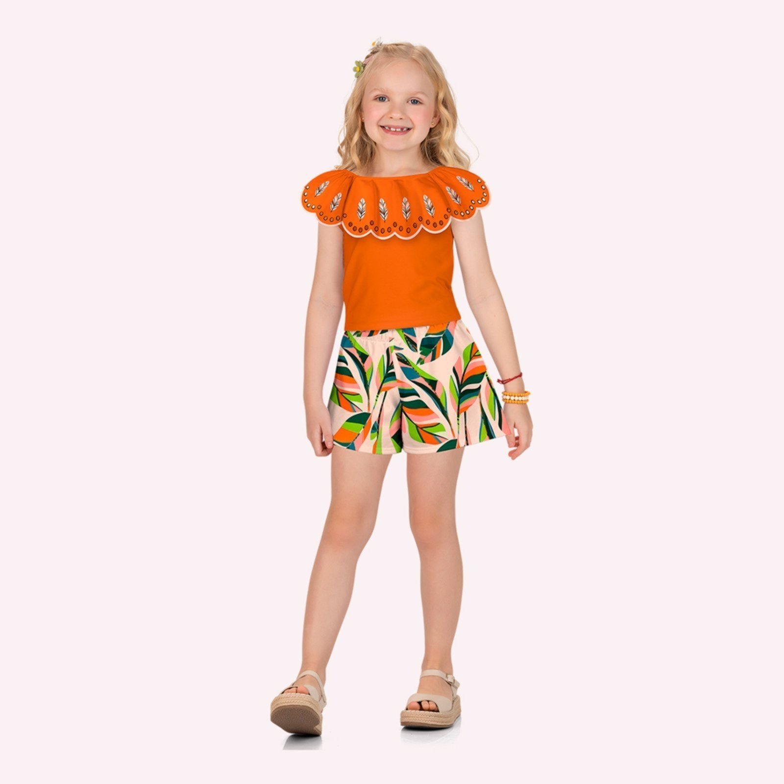 Infantil - Conjunto Menina Folhagens Nanai