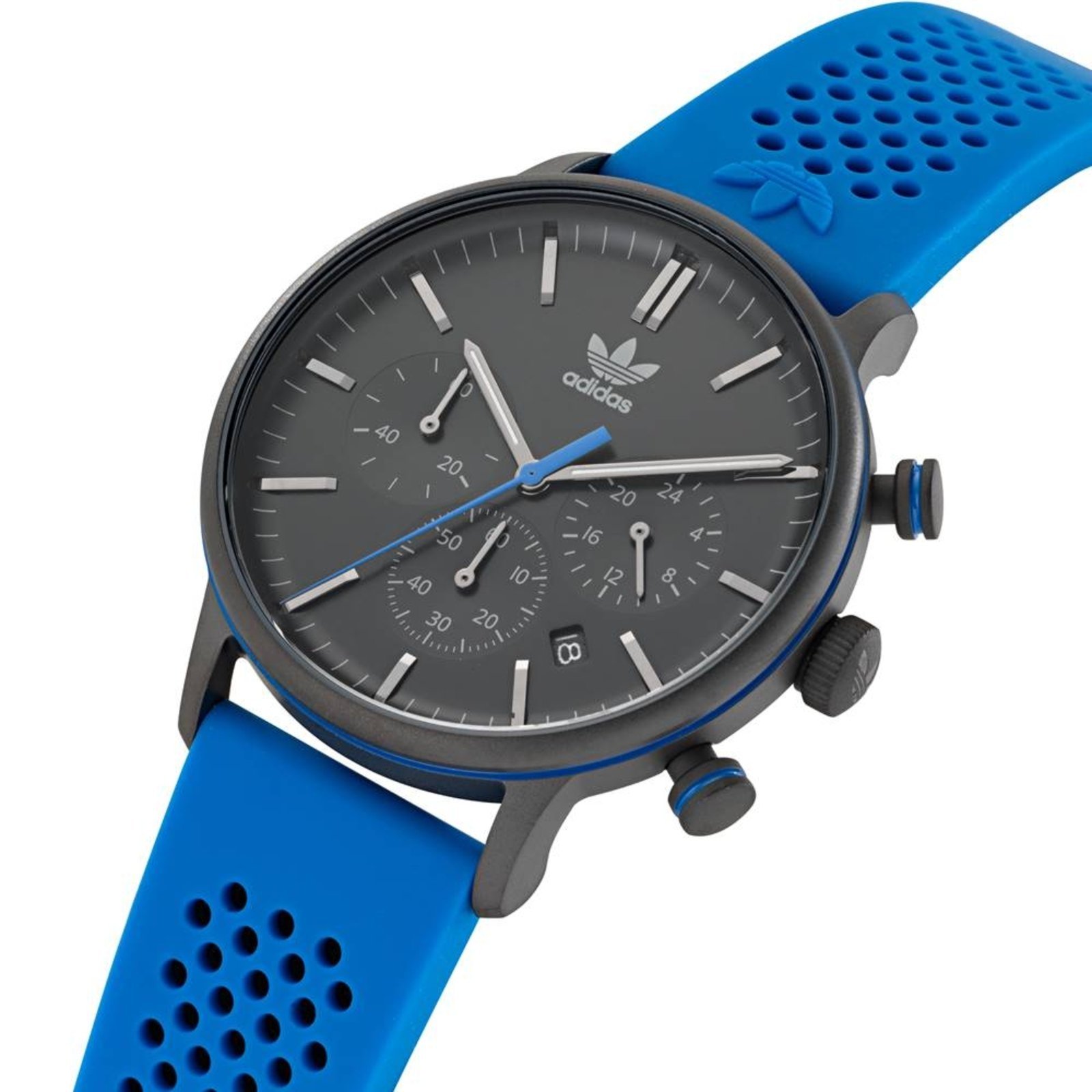 Vista 3 Relógio Unissex Adidas Calendário Cronógrafo Code One Silicone Cinza azul Adidas azul
