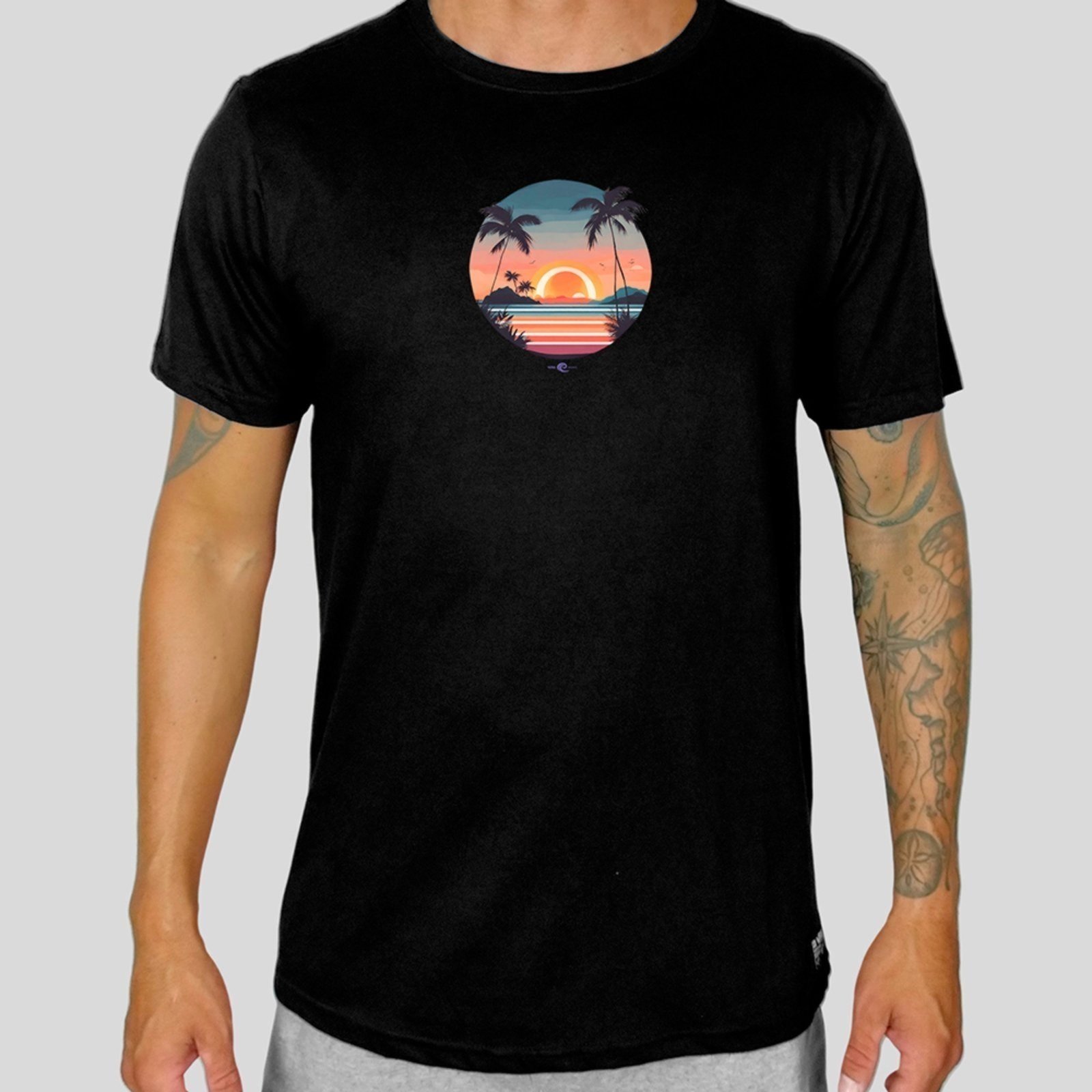 Camiseta Preta Masculina Sunset Algodão Prime WSS Preto