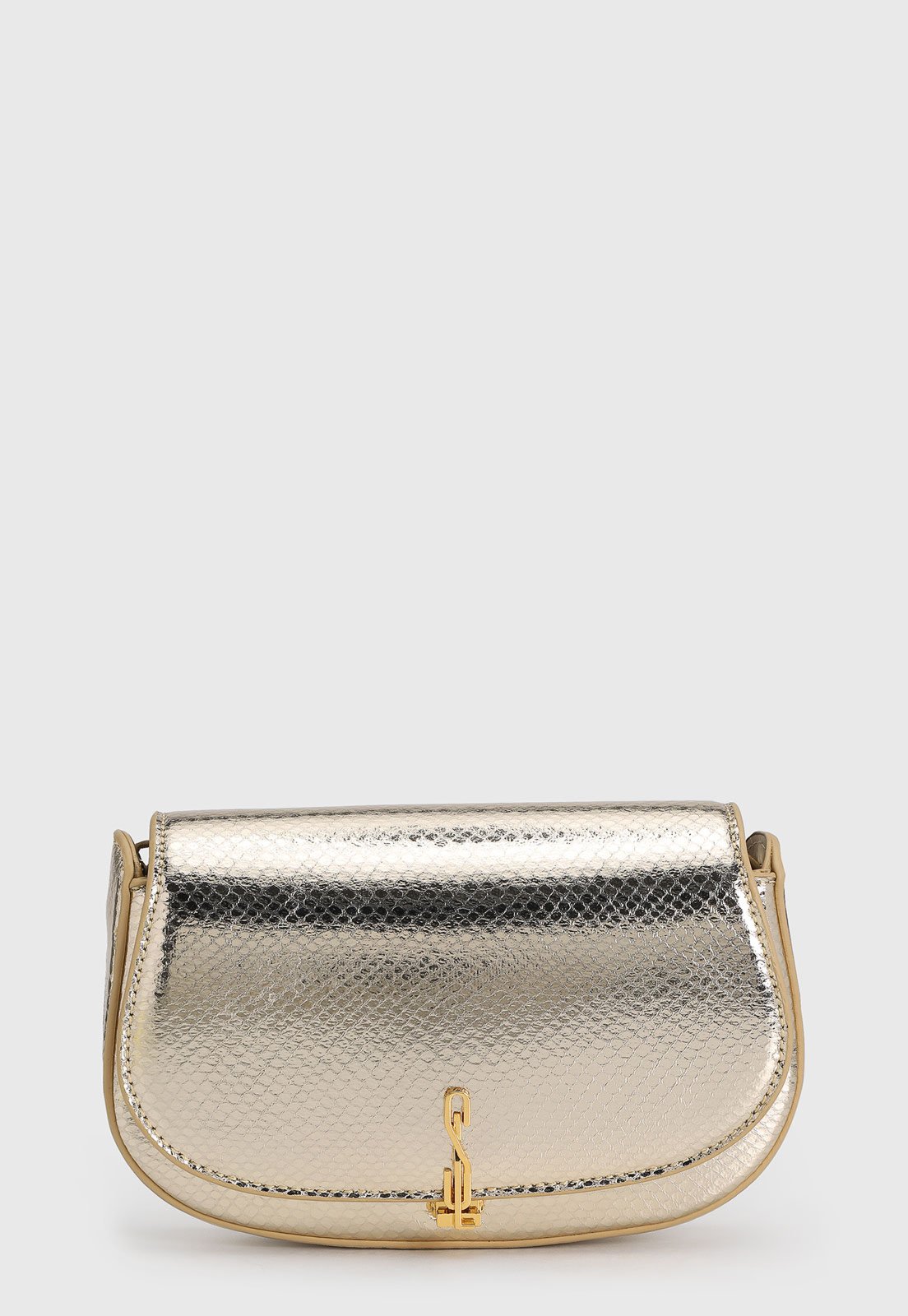 Bolsa Feminina Santa Lolla Textura Metálica Dourada