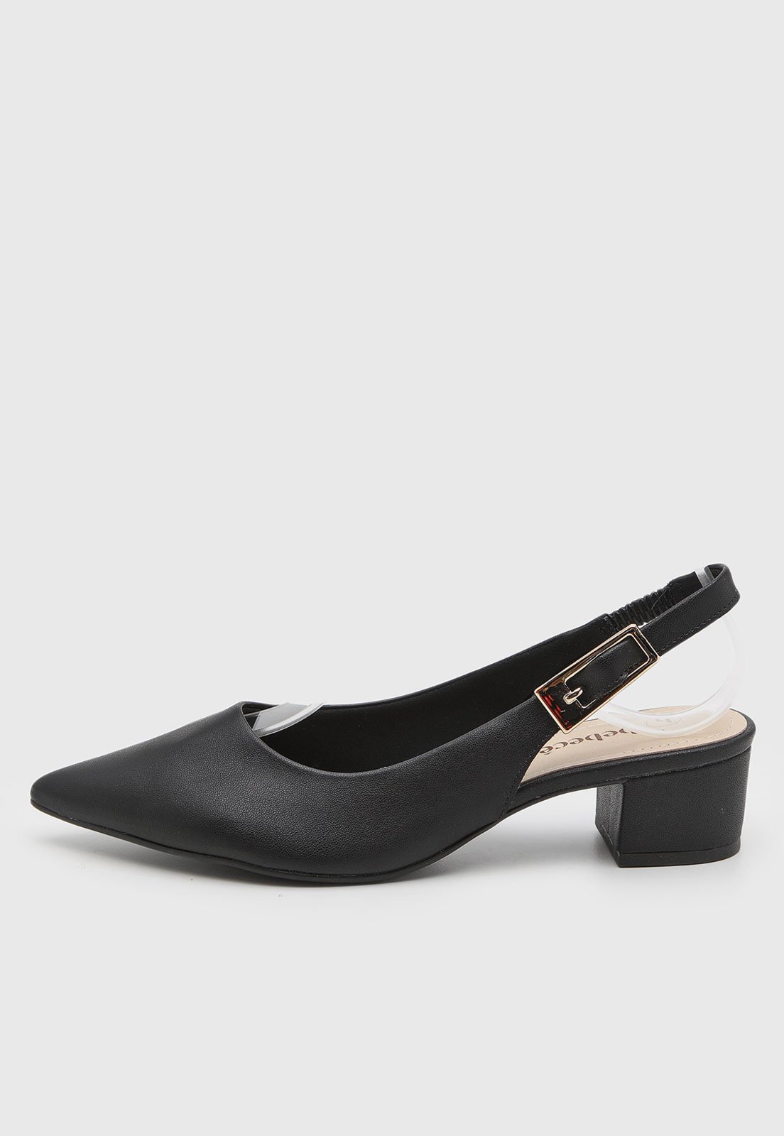Scarpin Feminino cê Salto Bloco Slingback Preto