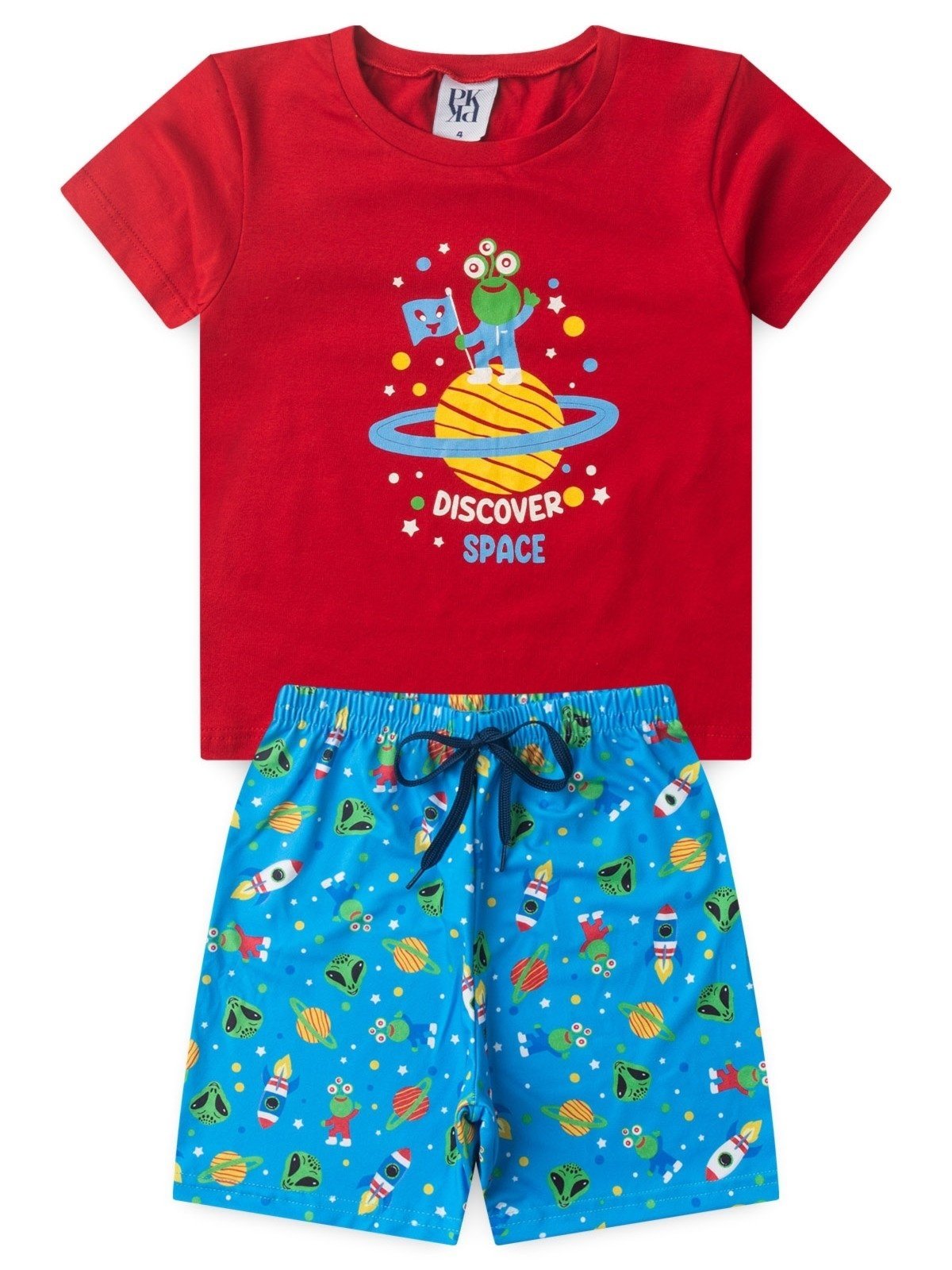 Vista 2 Pijama Platinum Descobrindo O Espaço PLATINUM KIDS vermelho PLATINUM KIDS vermelho
