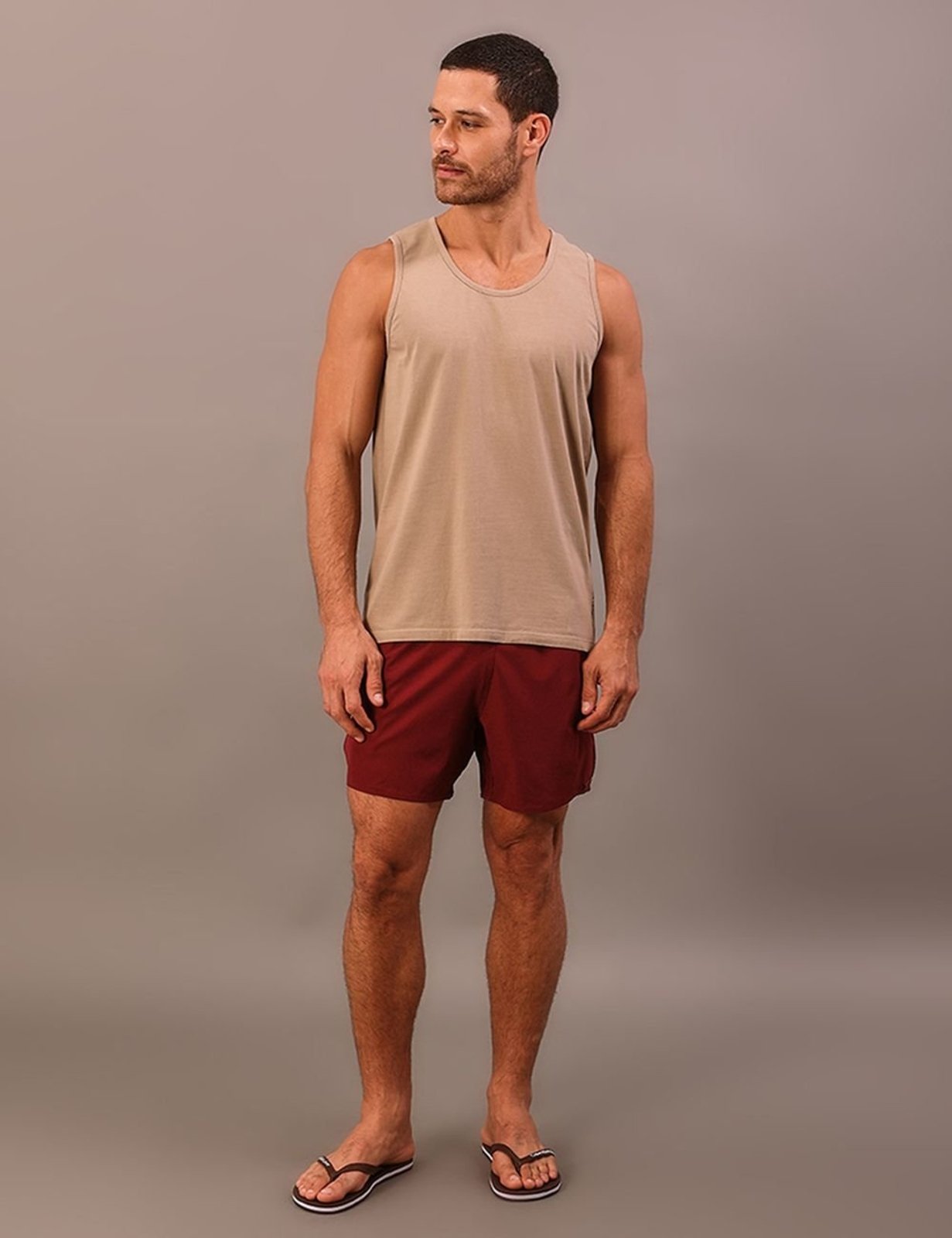 Shorts Elastico Liso Com Logo Lateral - Bordo Calvin Klein Jeans