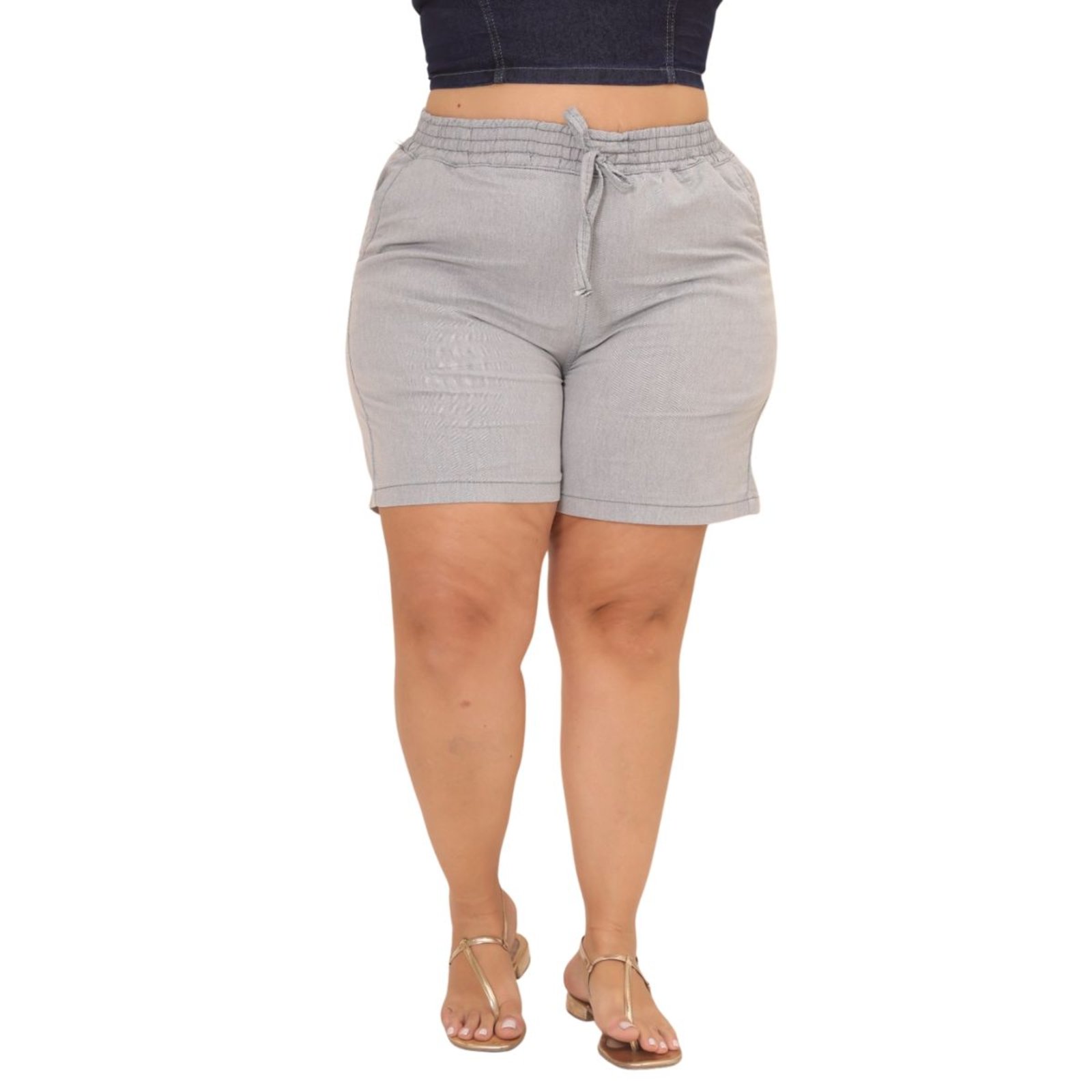 Shorts Feminino Com Elastico na Cintura Alleppo Jeans Austin Plus Size