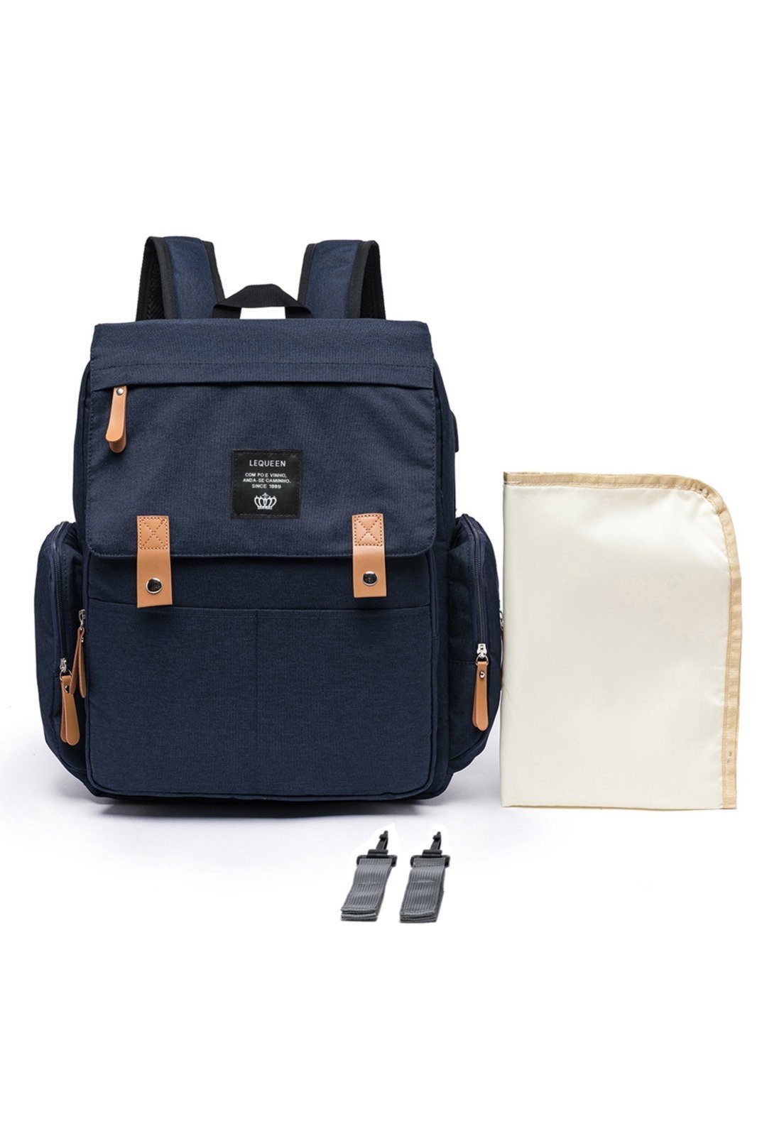 Infantil - Mochila Bolsa Maternidade Lequeen Impermeável Menina Menino Bolso Térmico AZUL