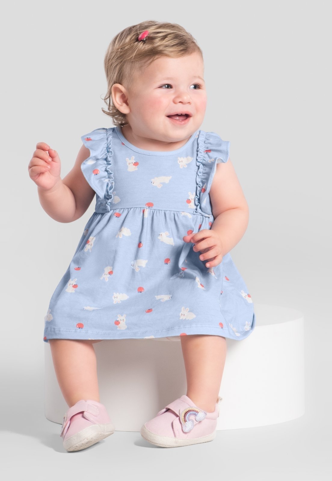 Infantil - Vestido menina de coelhinhos Brandili Baby