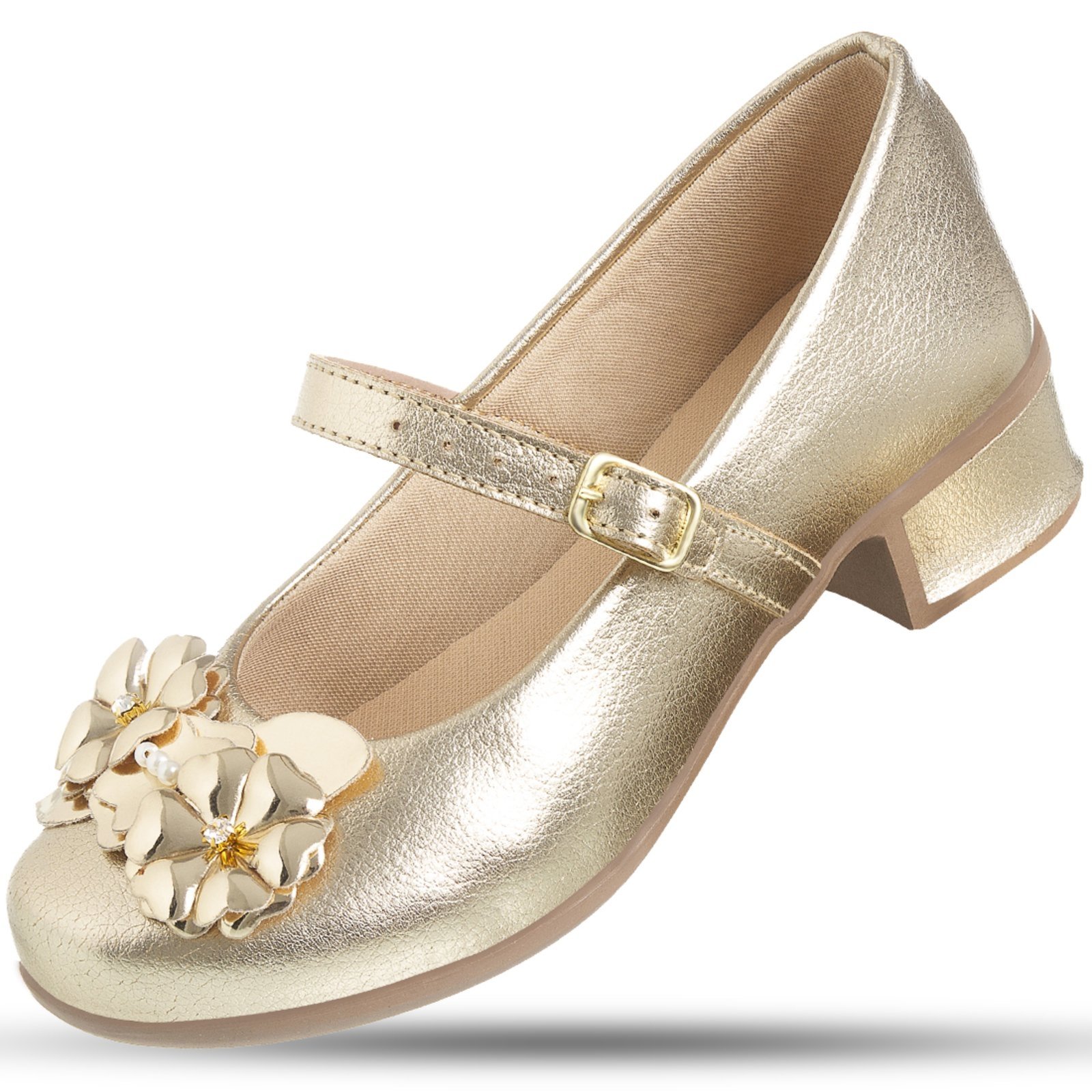Infantil – Sapatilha Feminina Salto Saltinho Conforto Dourada Pepite