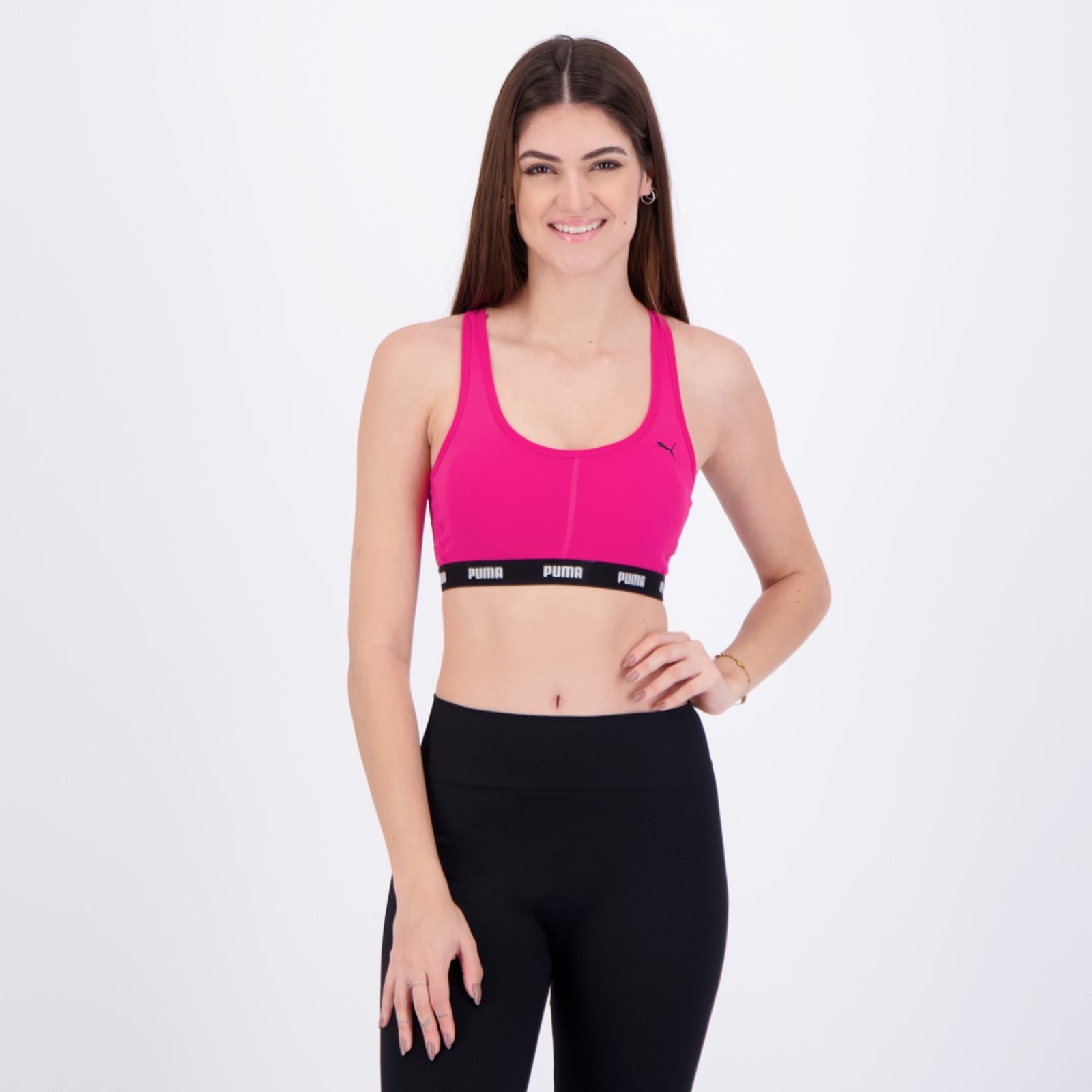 Top Nadador Puma com Bojo Removível Feminino Rosa