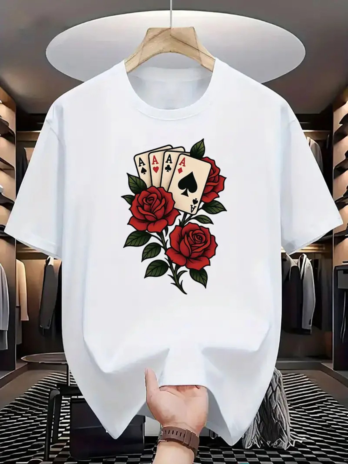 Camiseta Estampada Rosas e Cartas Safira Moda Algodão Branca