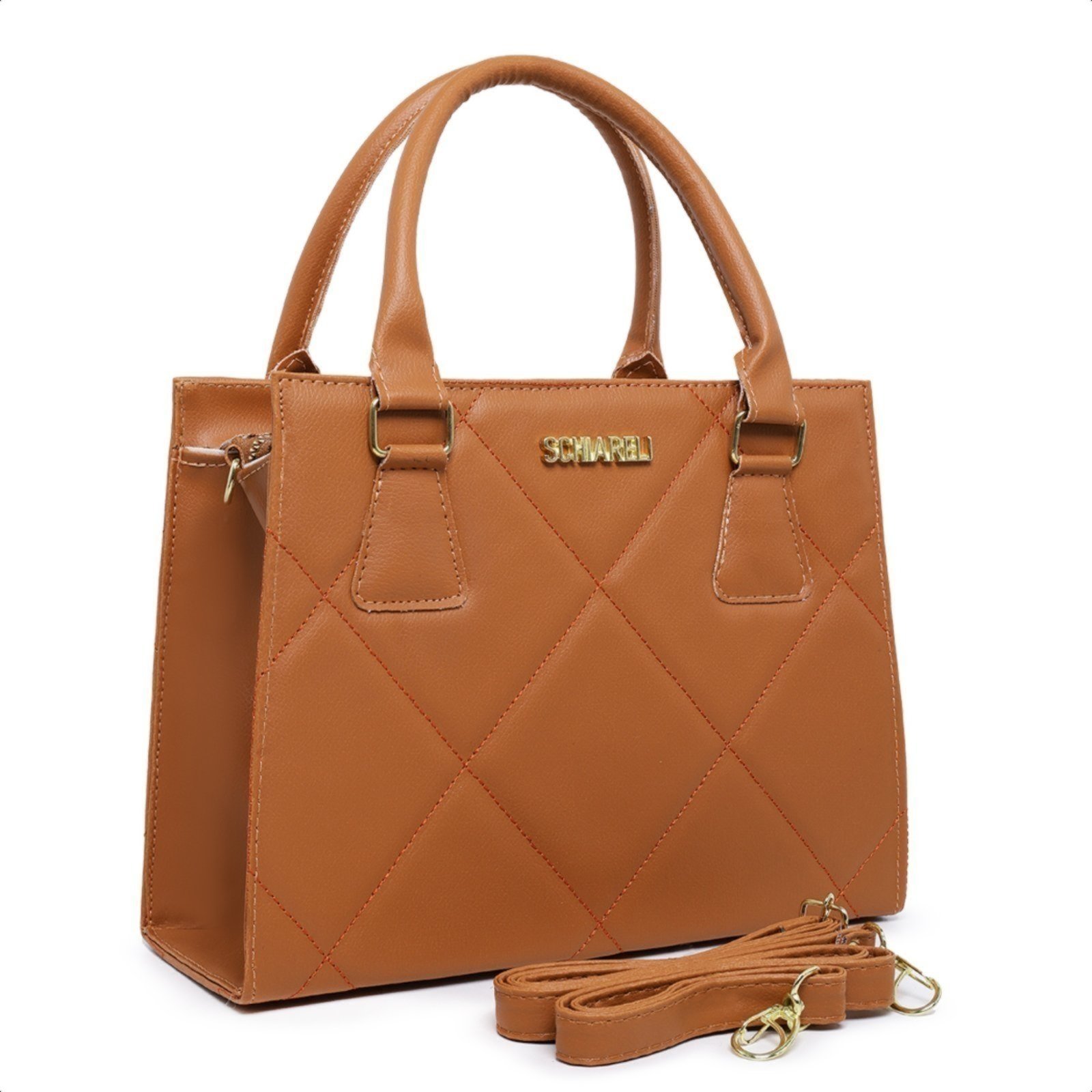 Bolsa Feminina Transversal Alça Removível Moderna Top 8150 Caramelo