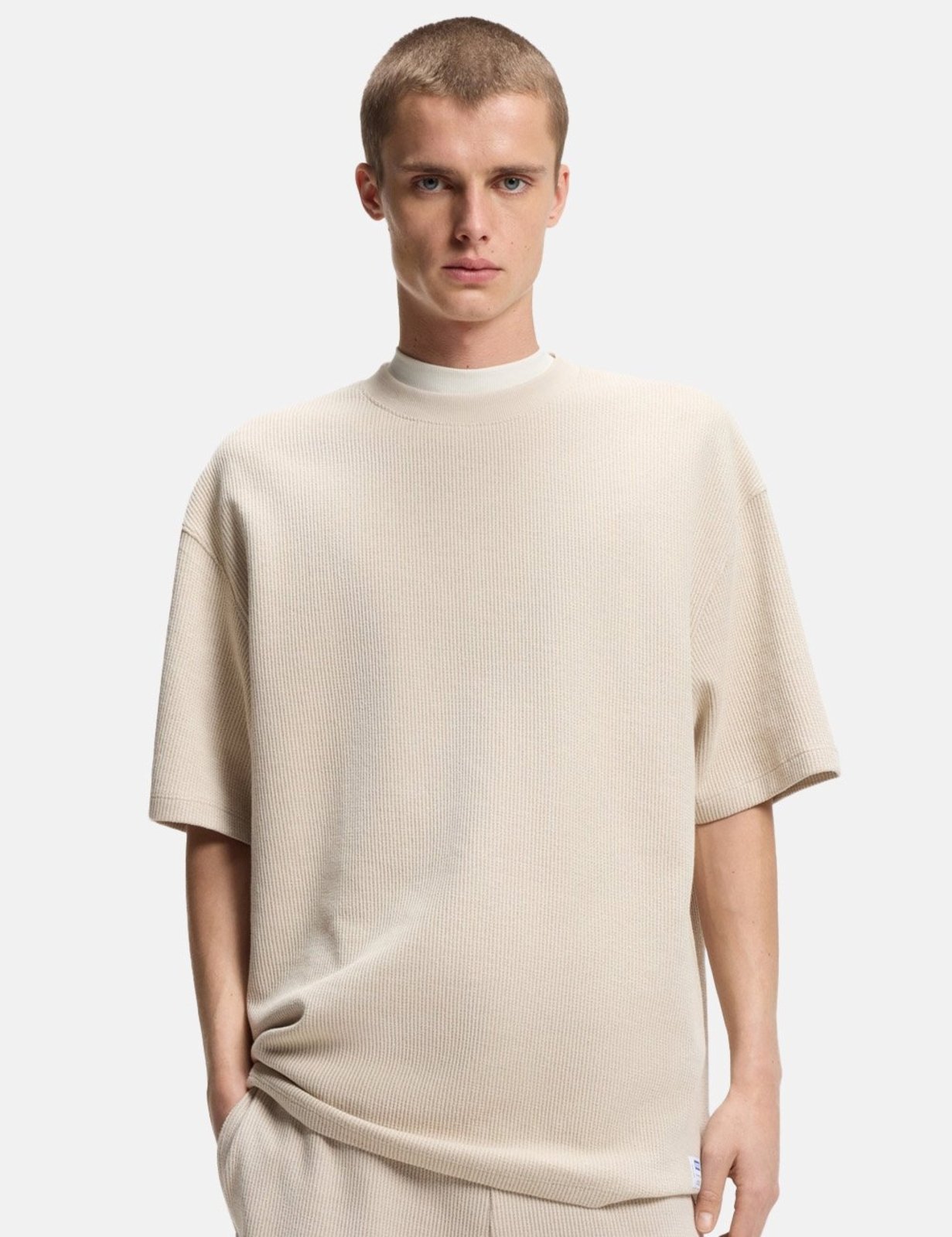 Camiseta Hugo Boss Masculina Regular Nuwaffle Cáqui Claro