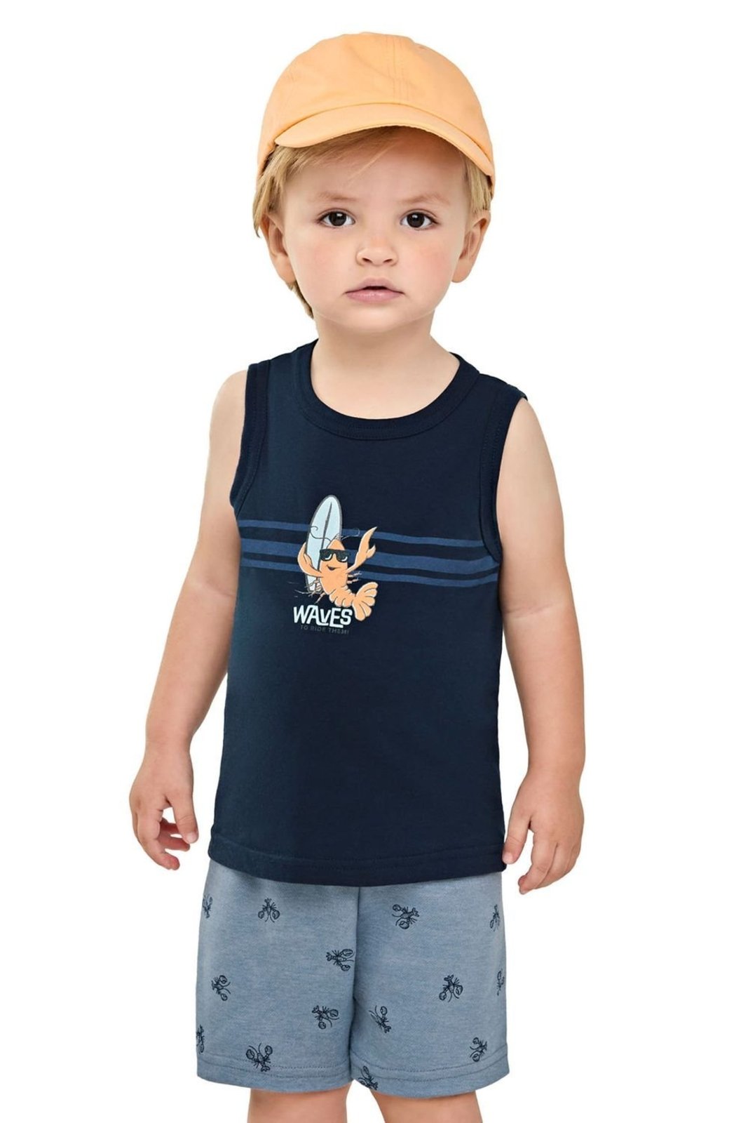 Vista 2 Infantil - Conjunto Curto Menino Lagosta Elian azul Elian azul