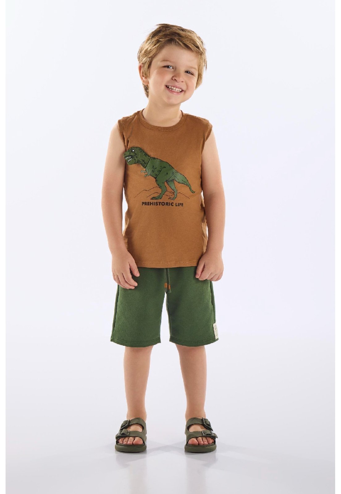 Infantil – Conjunto Regata e Bermuda Up Baby Marrom
