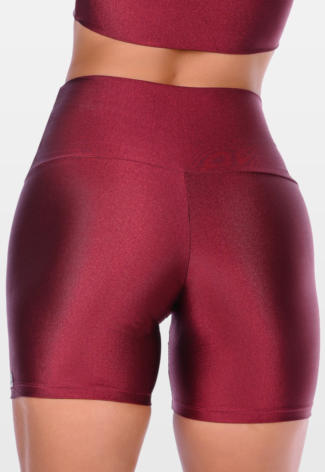 Vista 3 Short Curto Fitness Cós Alto Cirrê Summer Soul Básico bordô Summer Soul bordô