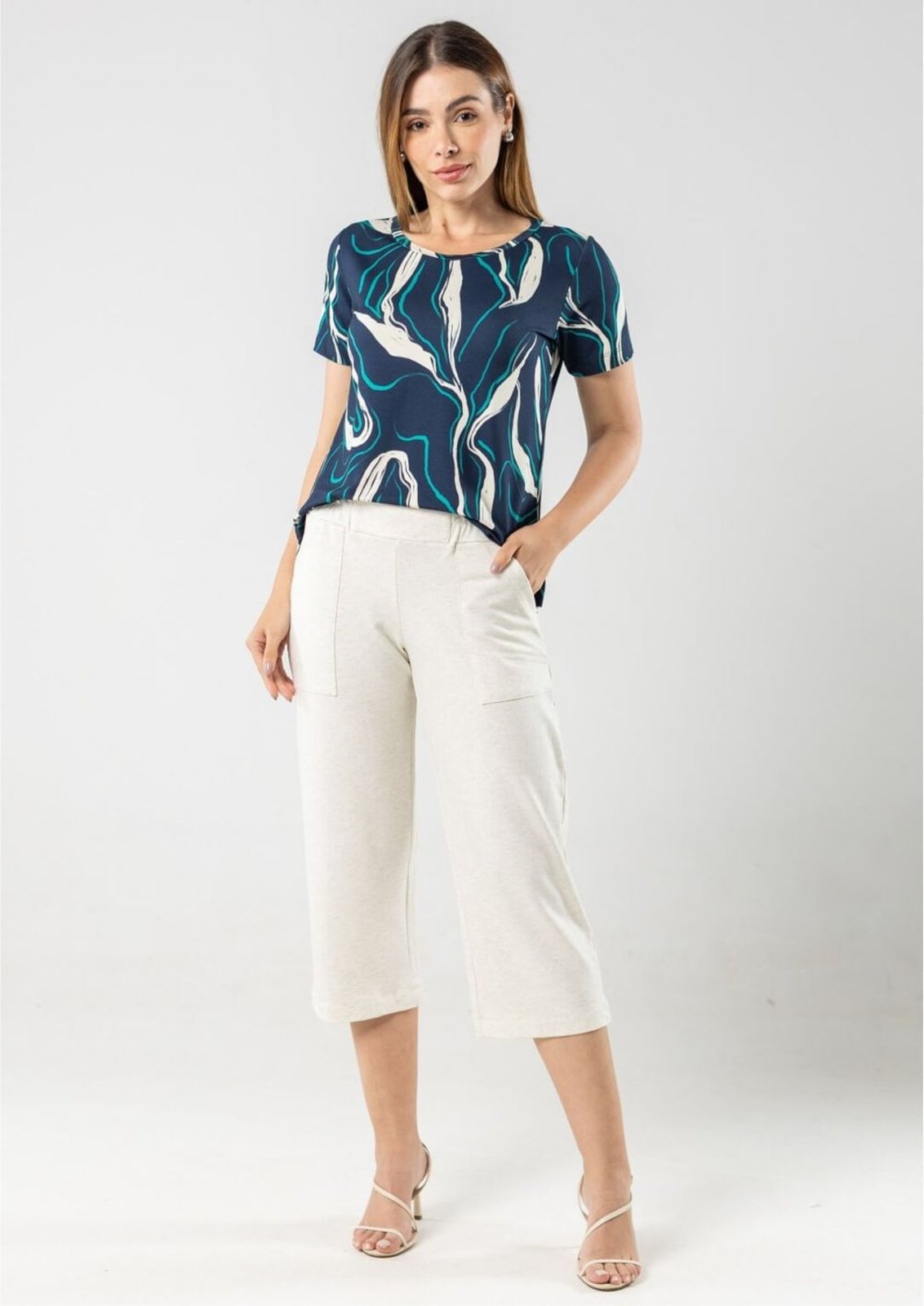 Calça Pantacourt Pau a Pique Básica Off White OFF WHITE – M Pau a Pique