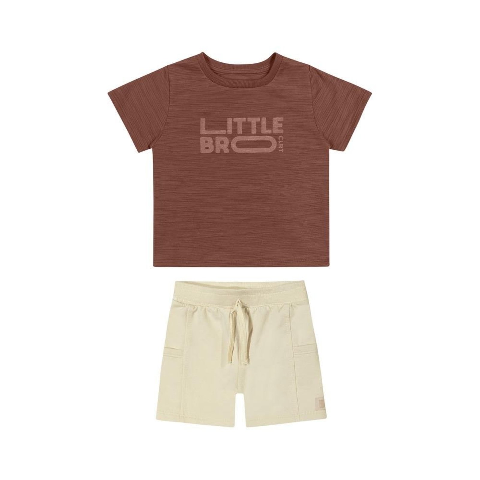 Infantil - Conjunto Camiseta Little Bro Bermuda Colorittá Marrom Bege G Marrom