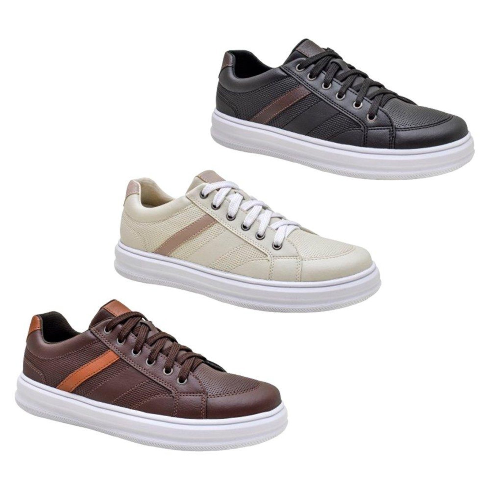 KIT 3 Pares – Tenis Casual Max Ideal Para o Dia a Dia Multicolorido