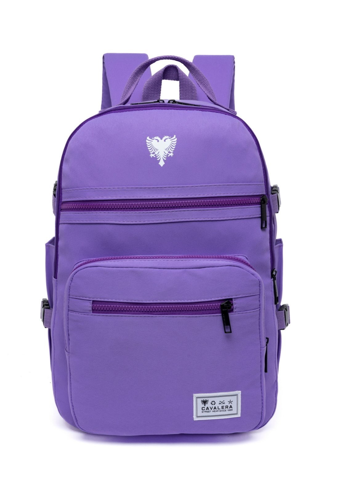 Mochila Cavalera Feminina Escolar Reforçada Preto/Roxo