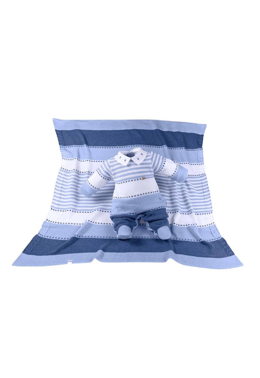 Infantil - Saída Maternidade Azul Listras Beth P Azul