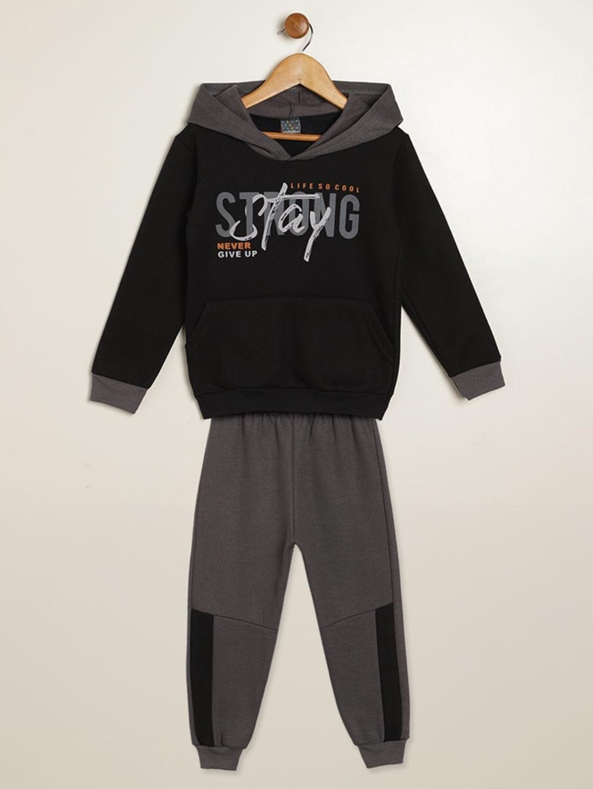 Infantil - Conjunto Moletom Para Menino - PRETO/CHUMBO