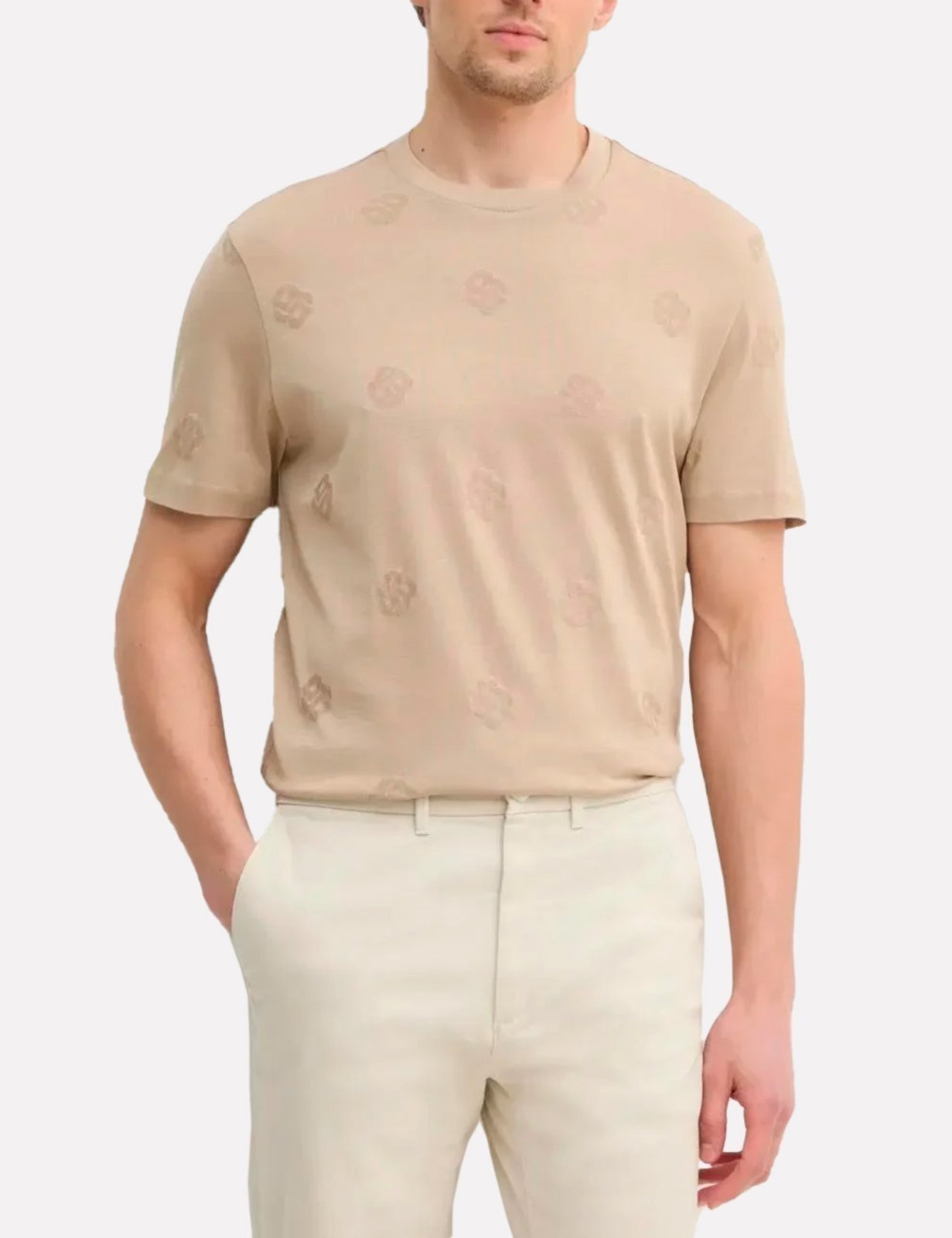 Camiseta Hugo Boss Masculina Regular C-Thompson 109 Cáqui