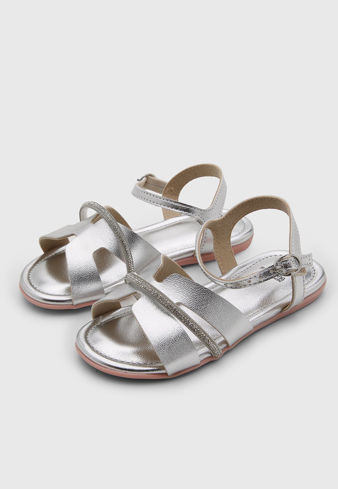 Infantil - Sandália Molekinha Tiras Cruzadas Strass Prata