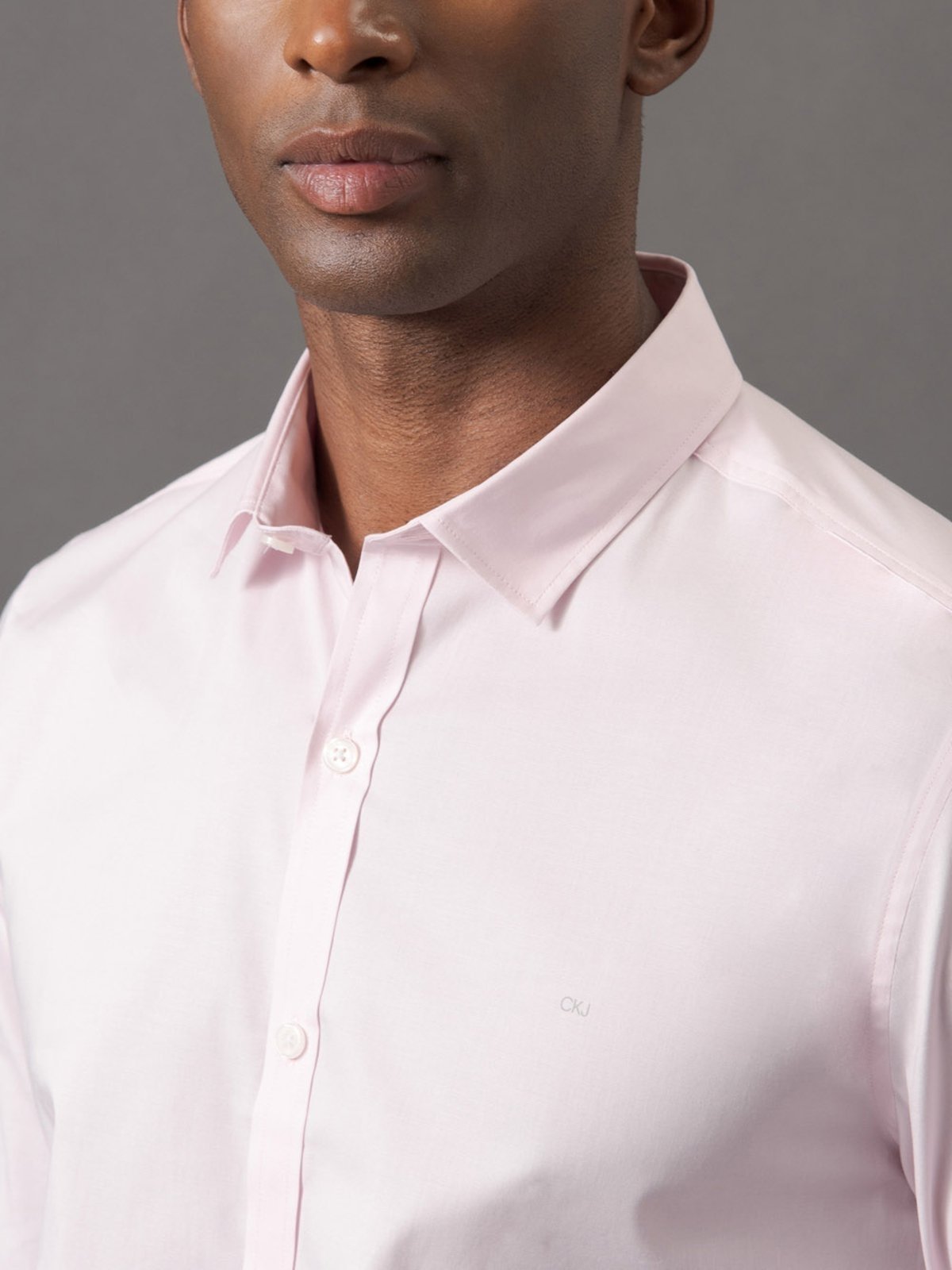 Camisa Masculina Slim Básica de Manga Longa Calvin Klein - Rosa Claro Calvin Klein Jeans