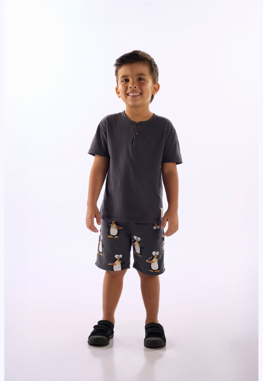 Infantil - Conjunto Camiseta Bermuda Pinguim Up Baby Azul