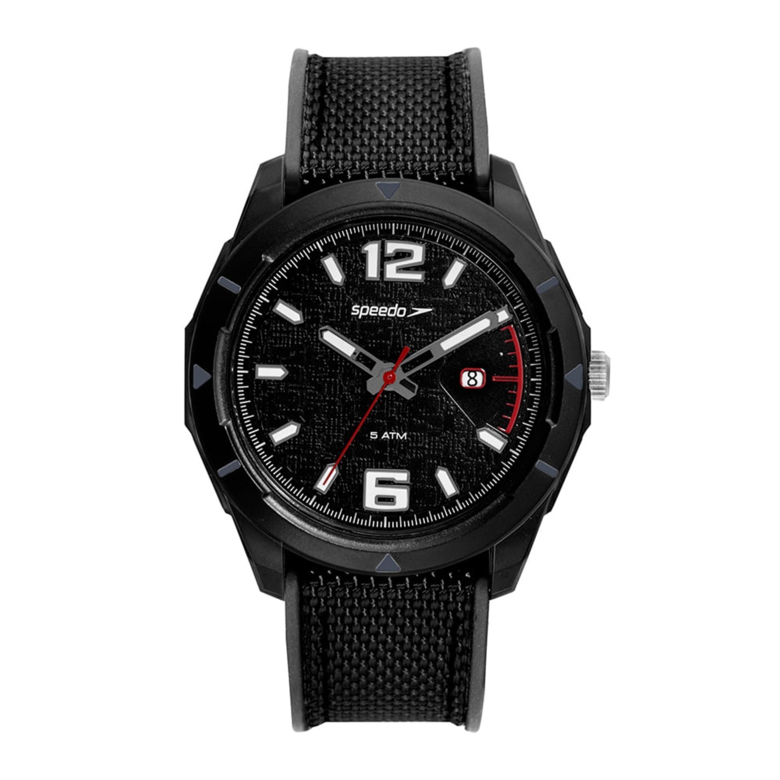 Relógio Speedo Esportivo Calendário Silicone e Nylon Preto Speedo