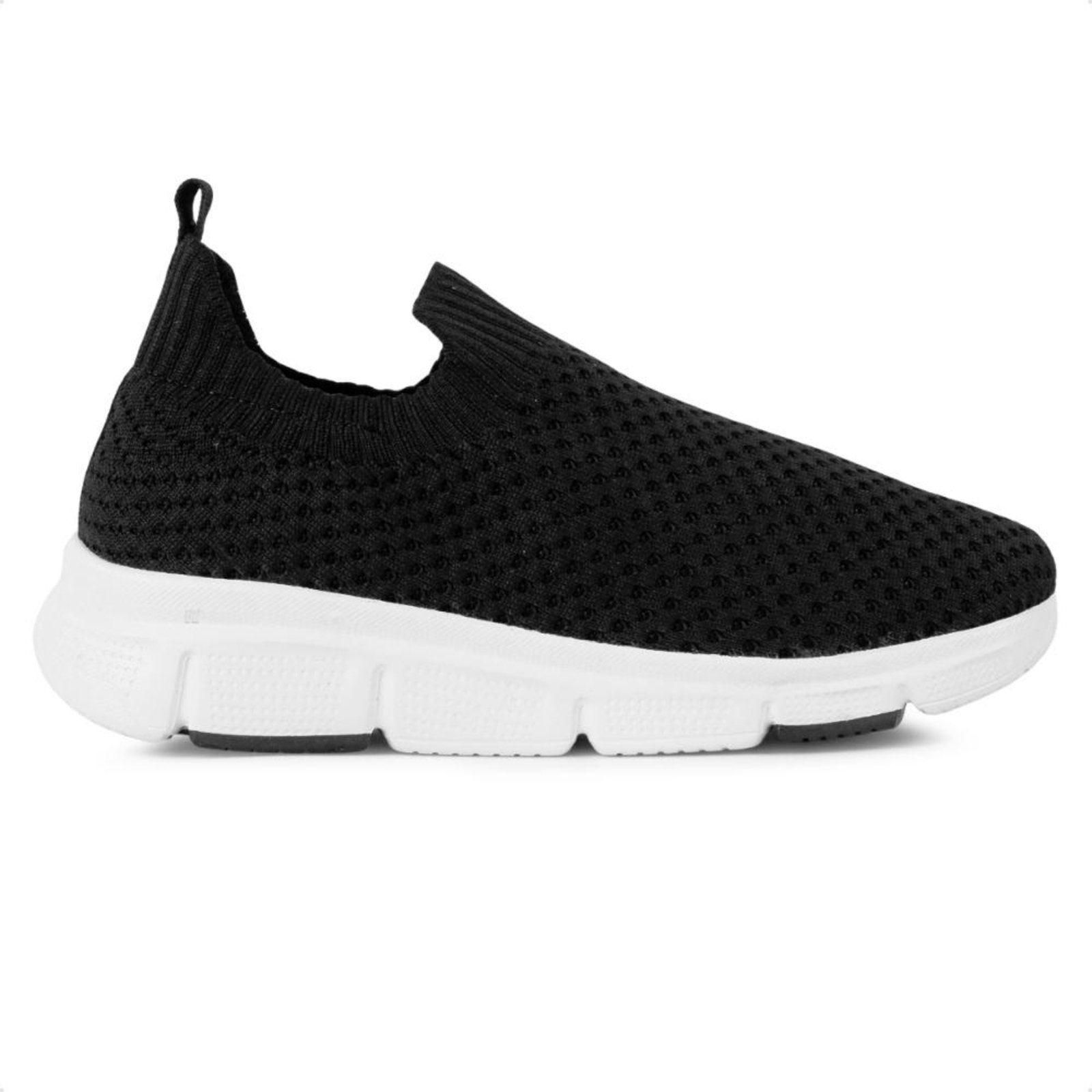 Tênis Comfortflex Knit Elastic Slip On Feminino Preto