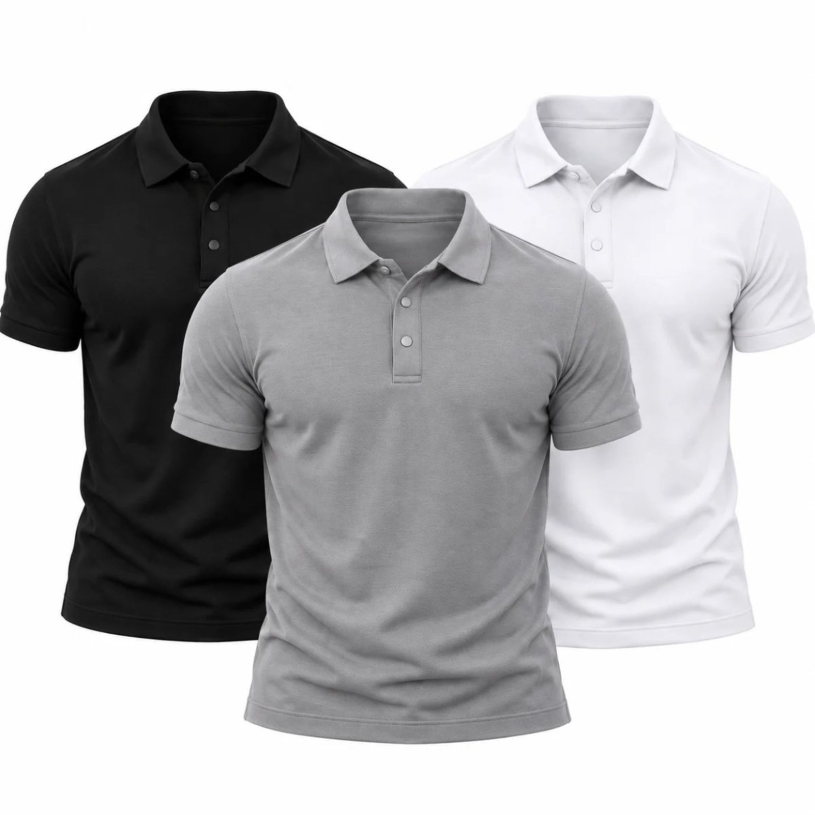 Kit 3 Camisas Polo Poliamida Masculina Básica Premium Colorido