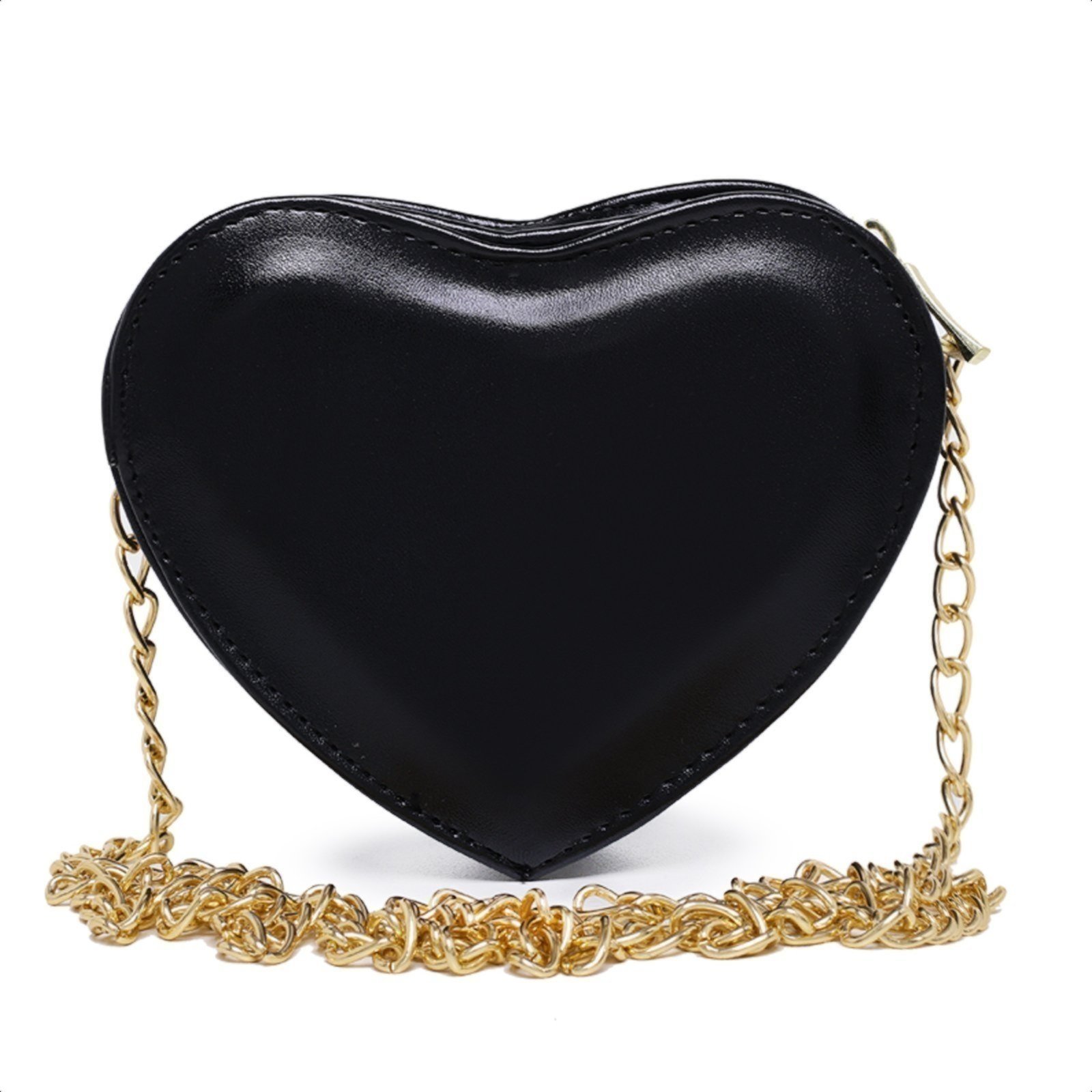 Vista 2 Bolsa Feminina Transversal De Coração alça Dourada Sch 8160 Schiareli preto Schiareli preto