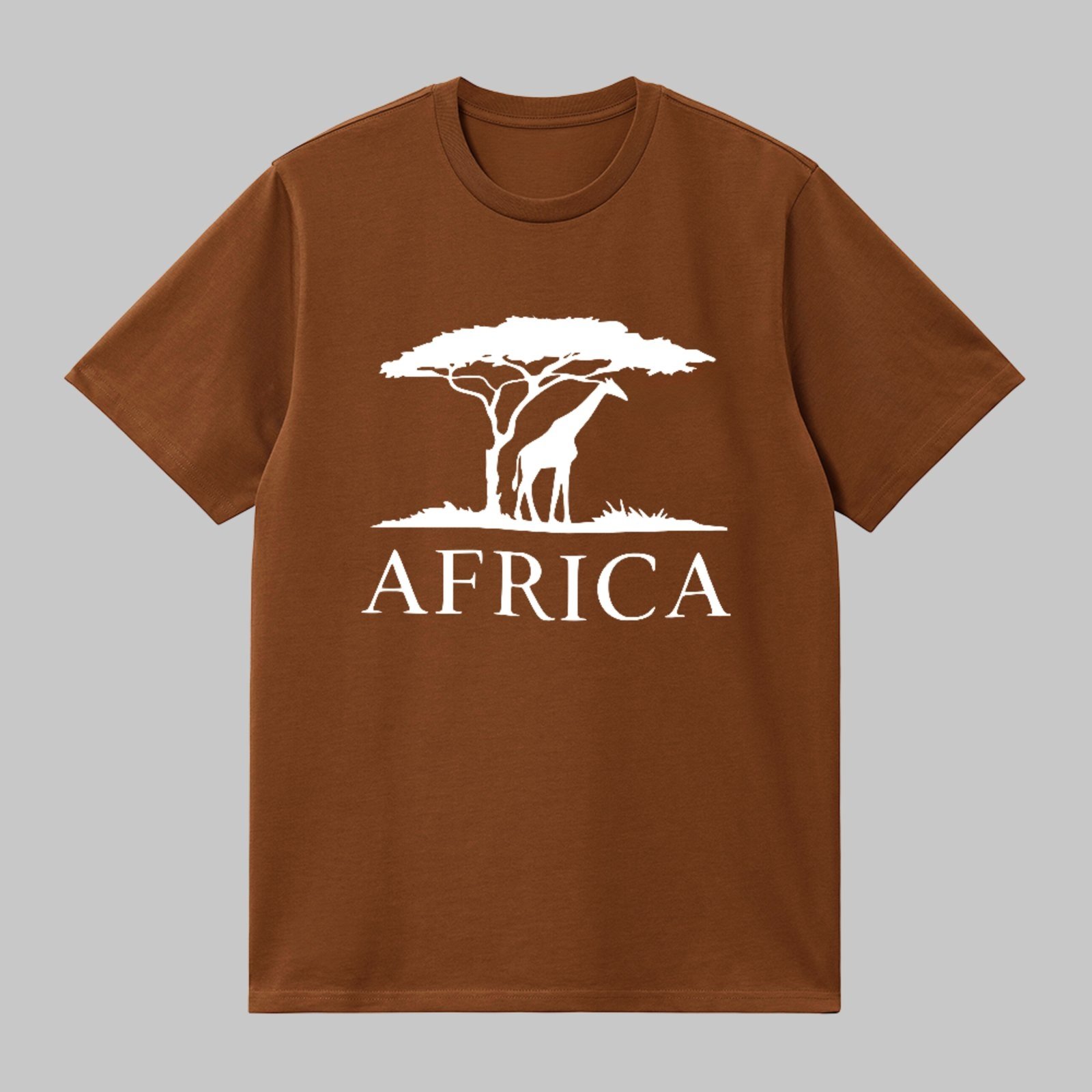 Camiseta Básica Africa Safari Girafa Estilo Minimalista Marrom