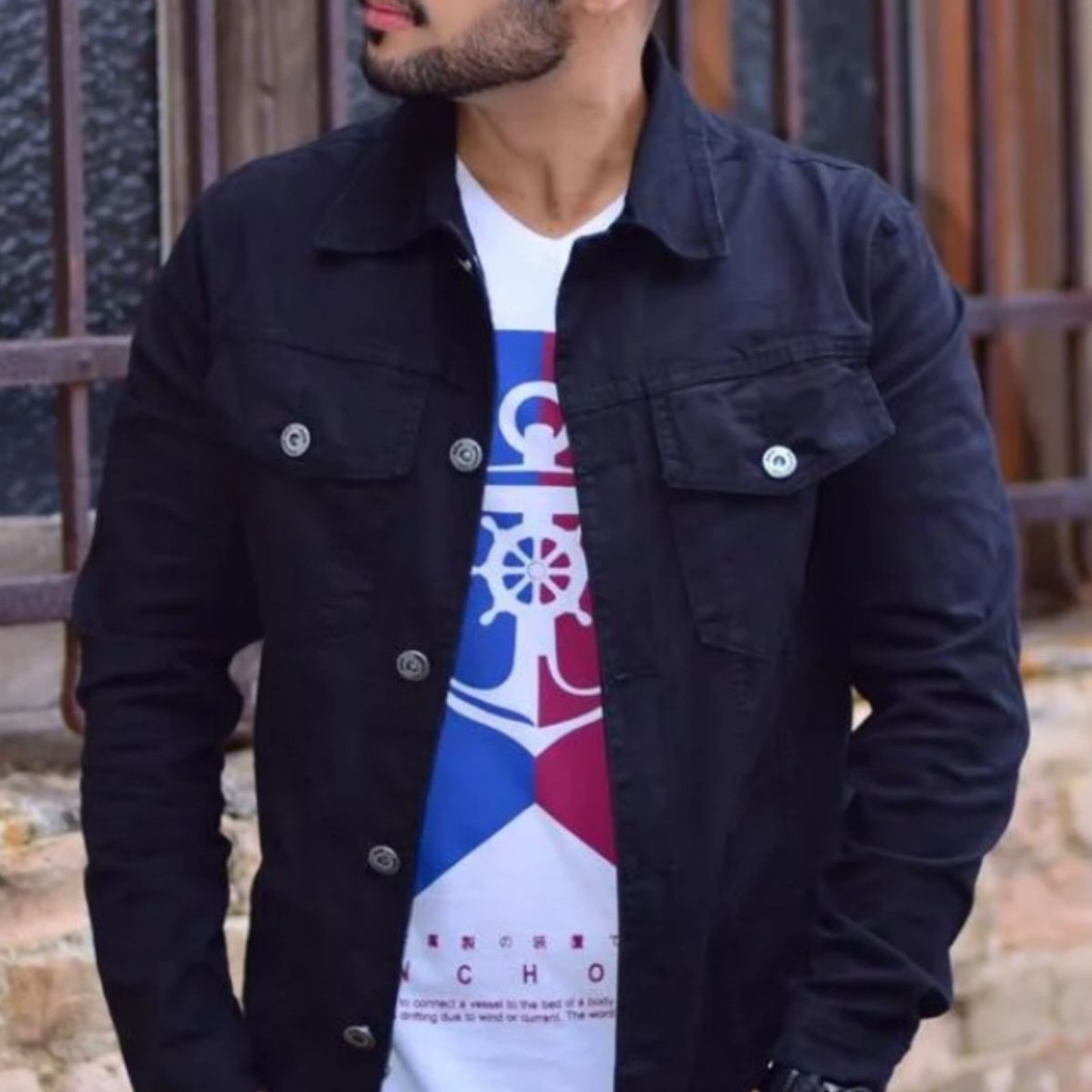 Jaqueta Masculina Preta Sarja Alleppo Jeans Taiwan