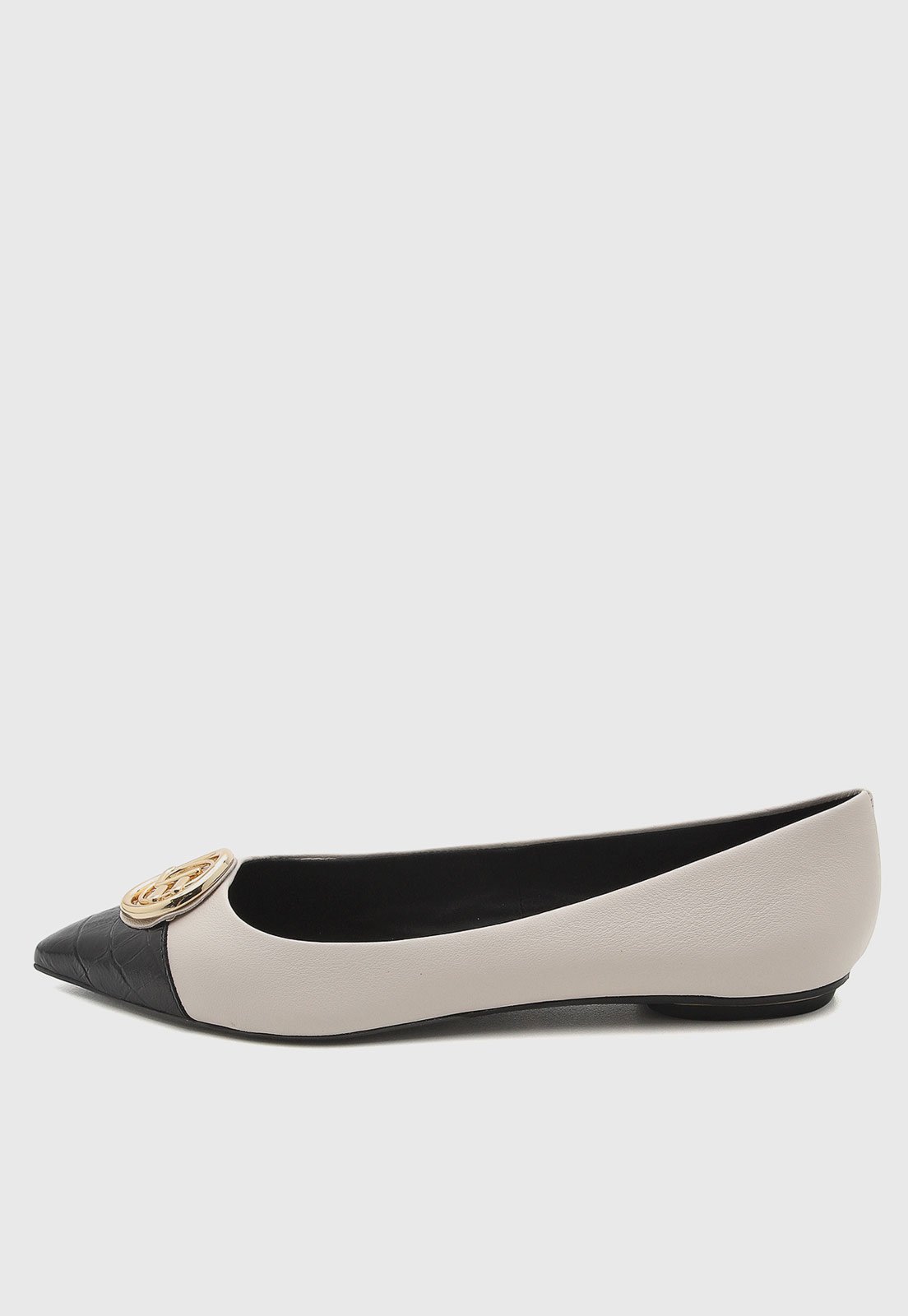 Sapatilha Feminina Jorge Bischoff Couro Bicolor Off-White