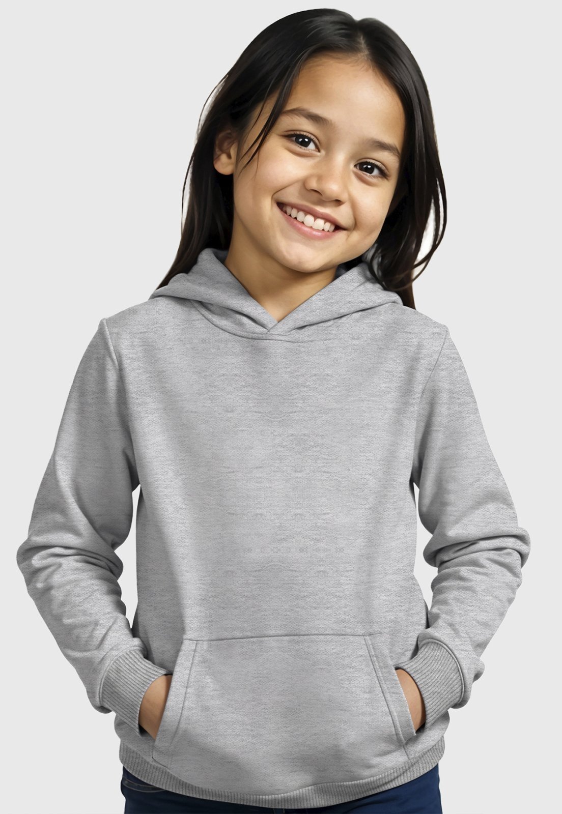 Infantil - Moletom Canguru Menina com Capuz Benellys Cinza