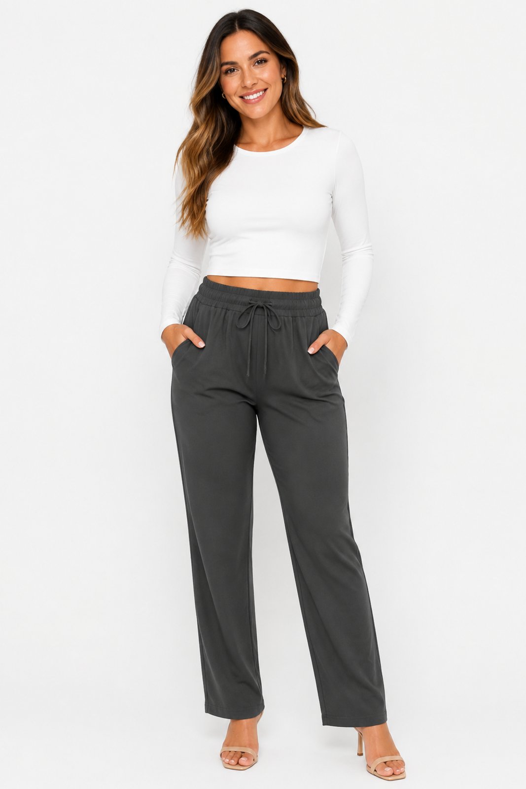 Calça D Bell Outlet Fashion Crepe Duna Grafite