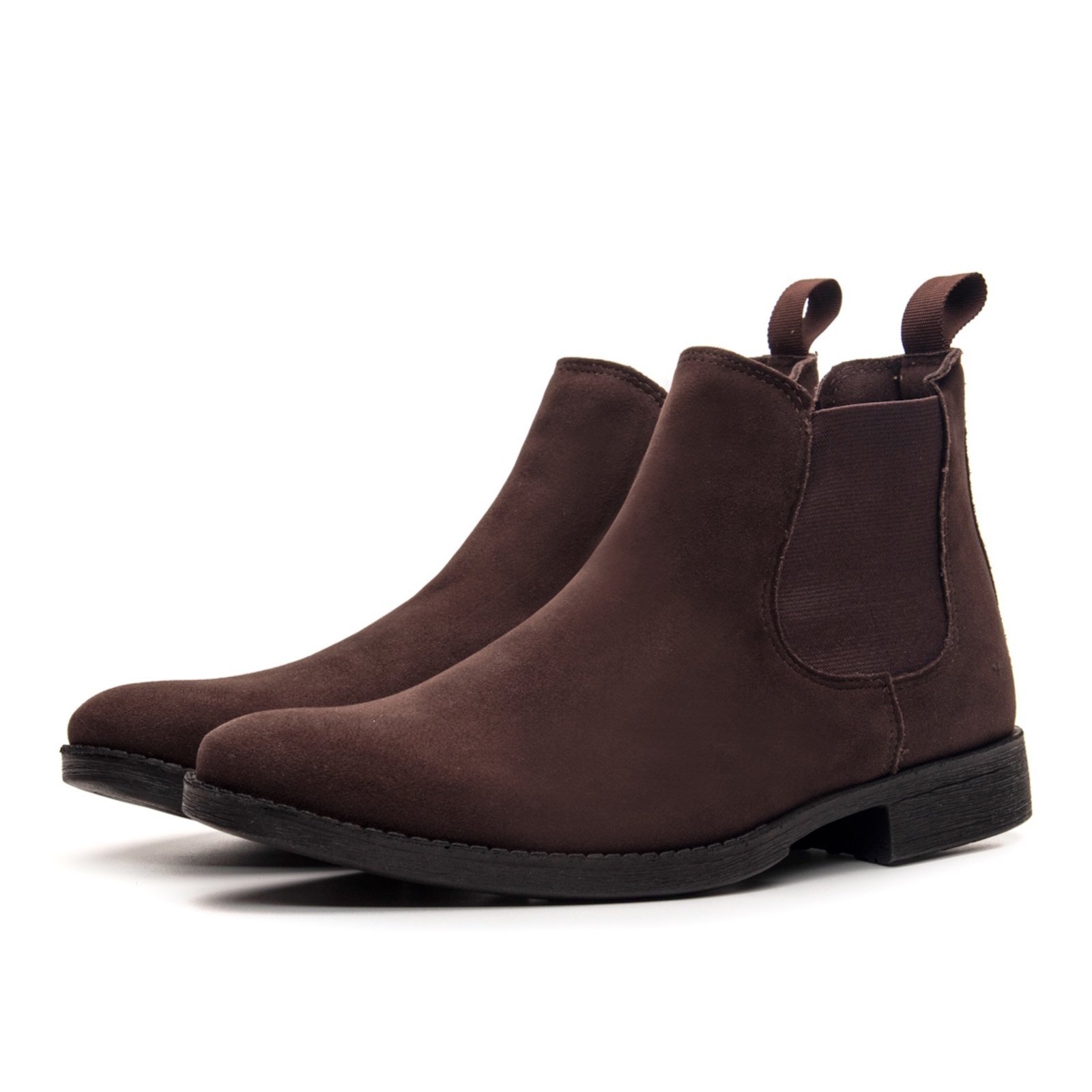 Bota Botina Chelsea Masculina Confortável em Camurça Café