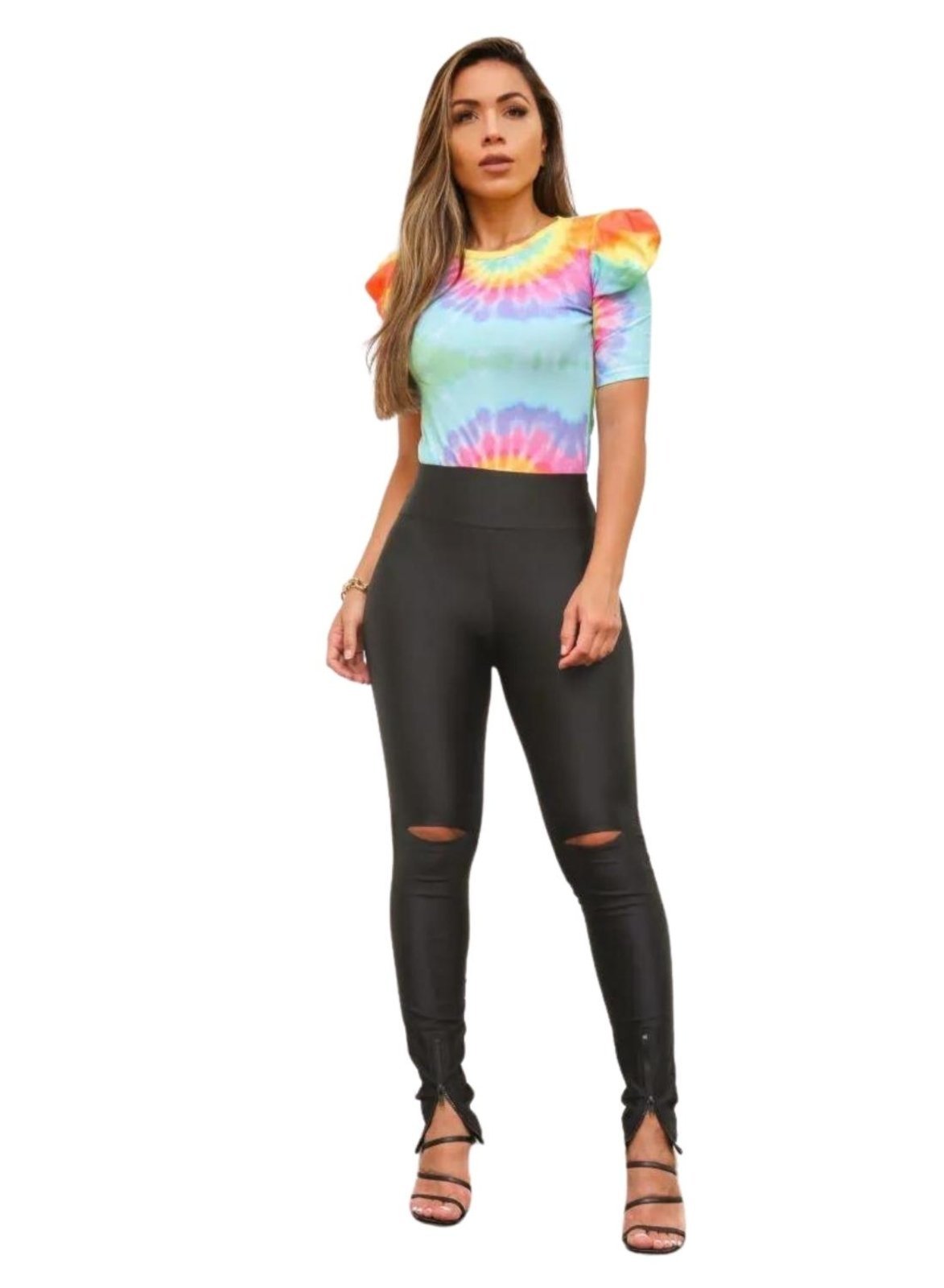 Calça Legging Gloss Abertura Preto