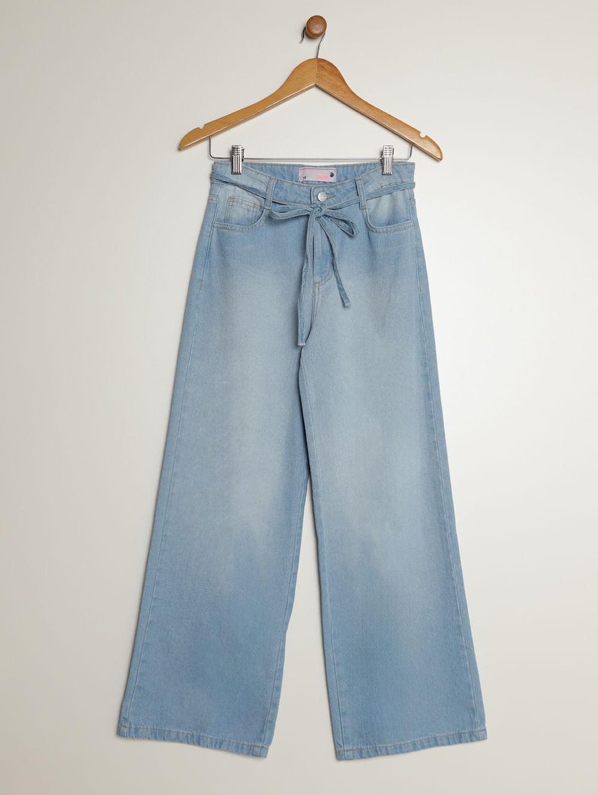 Vista 2 Infantil - Calça Jeans Wide Leg Juvenil Para Menina Vels azul Vels azul