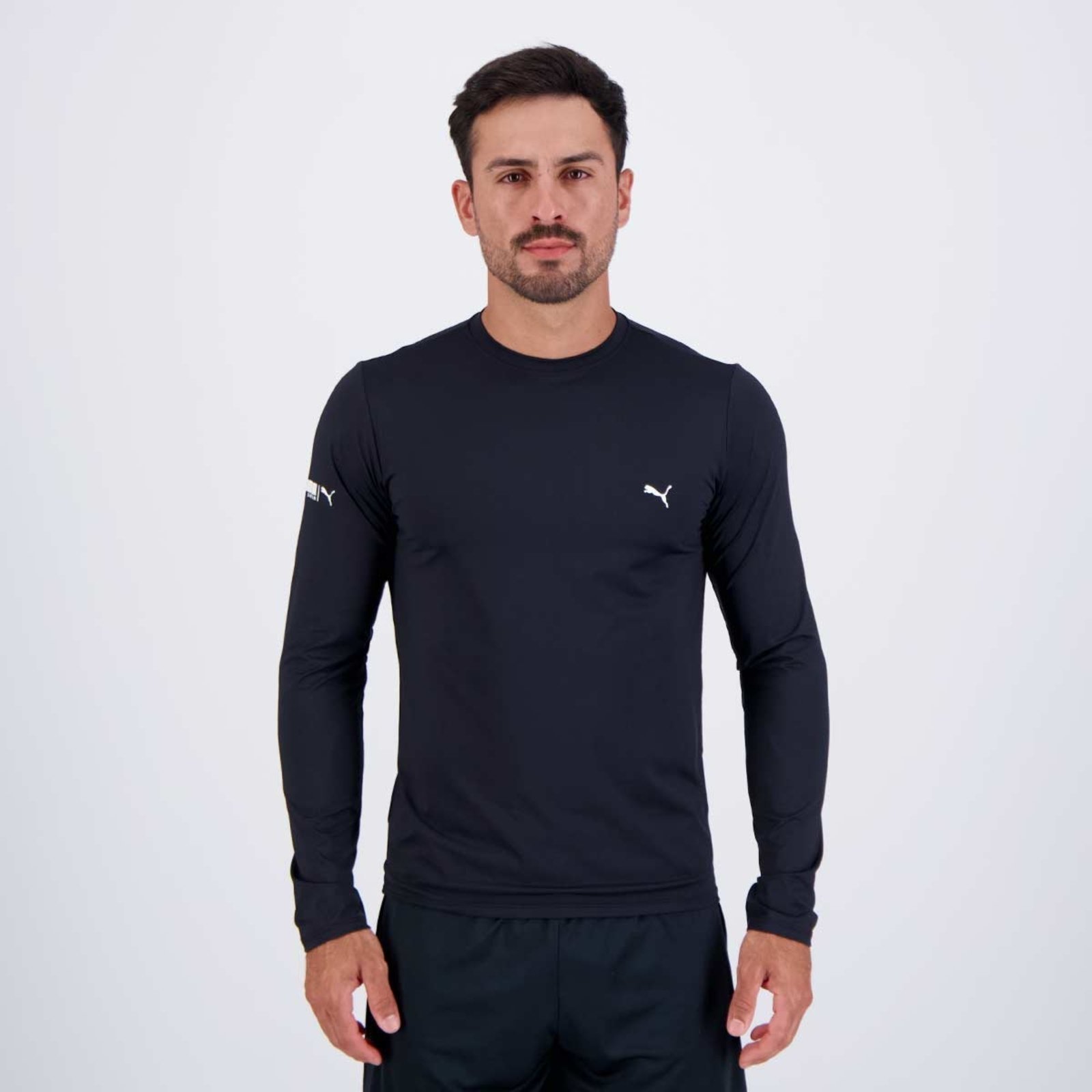 Vista 2 Camiseta Puma Manga Longa UV50+ Preta preto Puma preto