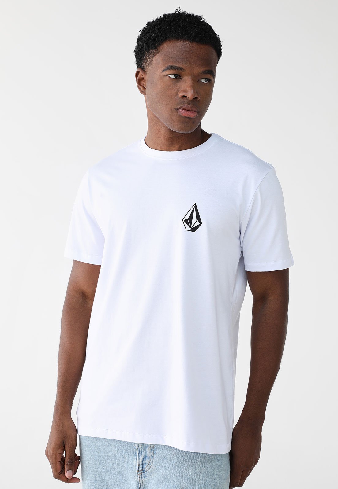 Camiseta Volcom Reta Logo Branca