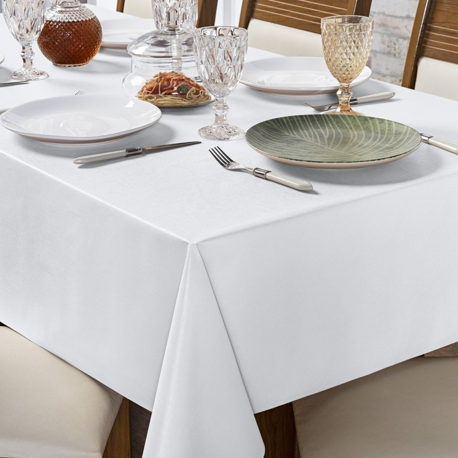 Toalha De Mesa PVC 2,50m x 1,40m Para Mesa 8 Lugares Lisa Térmica Impermeável Fácil de Limpar Branco
