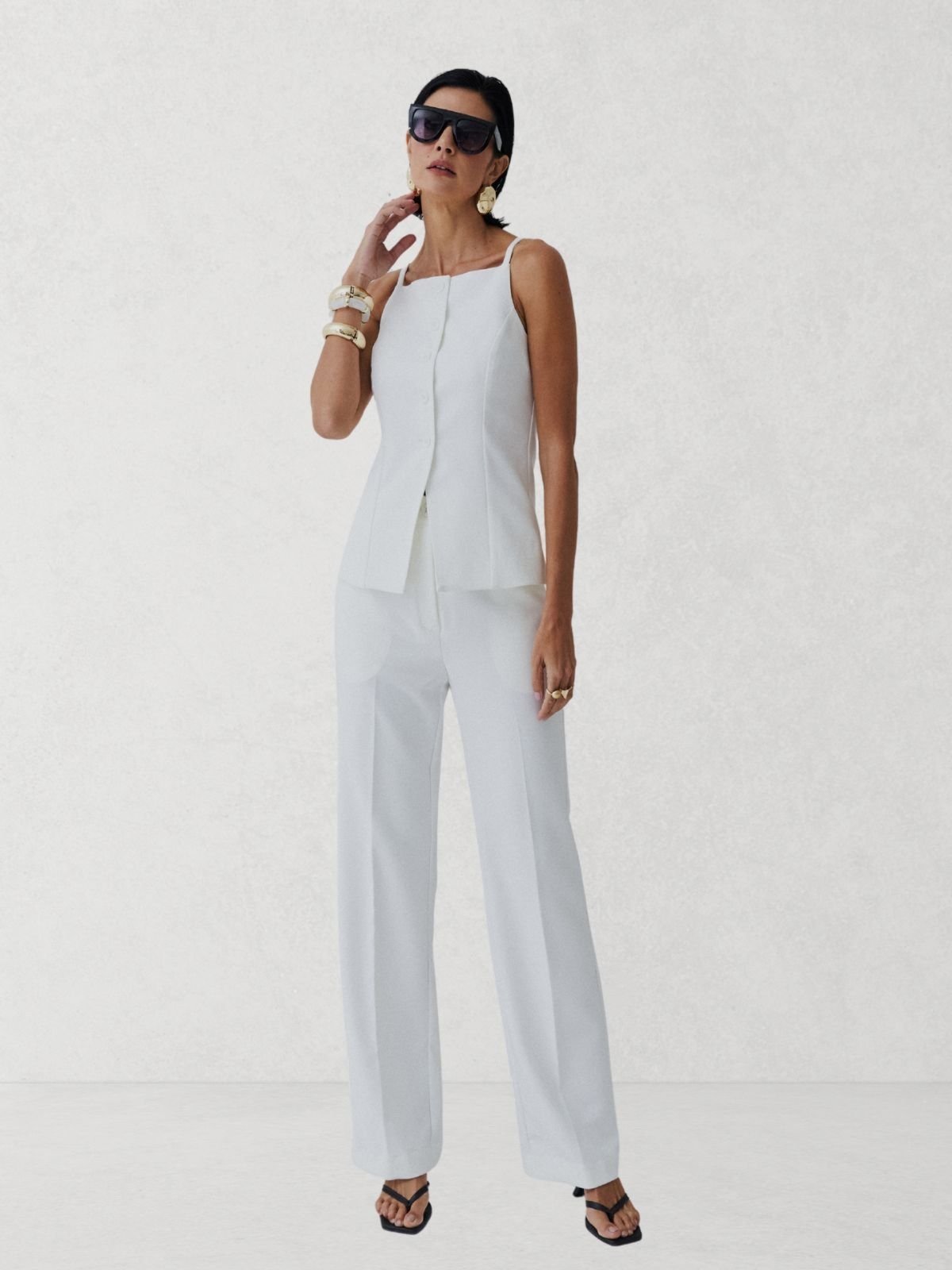 Conjunto Abrantes Blusa + Calça Alfaiataria Off White