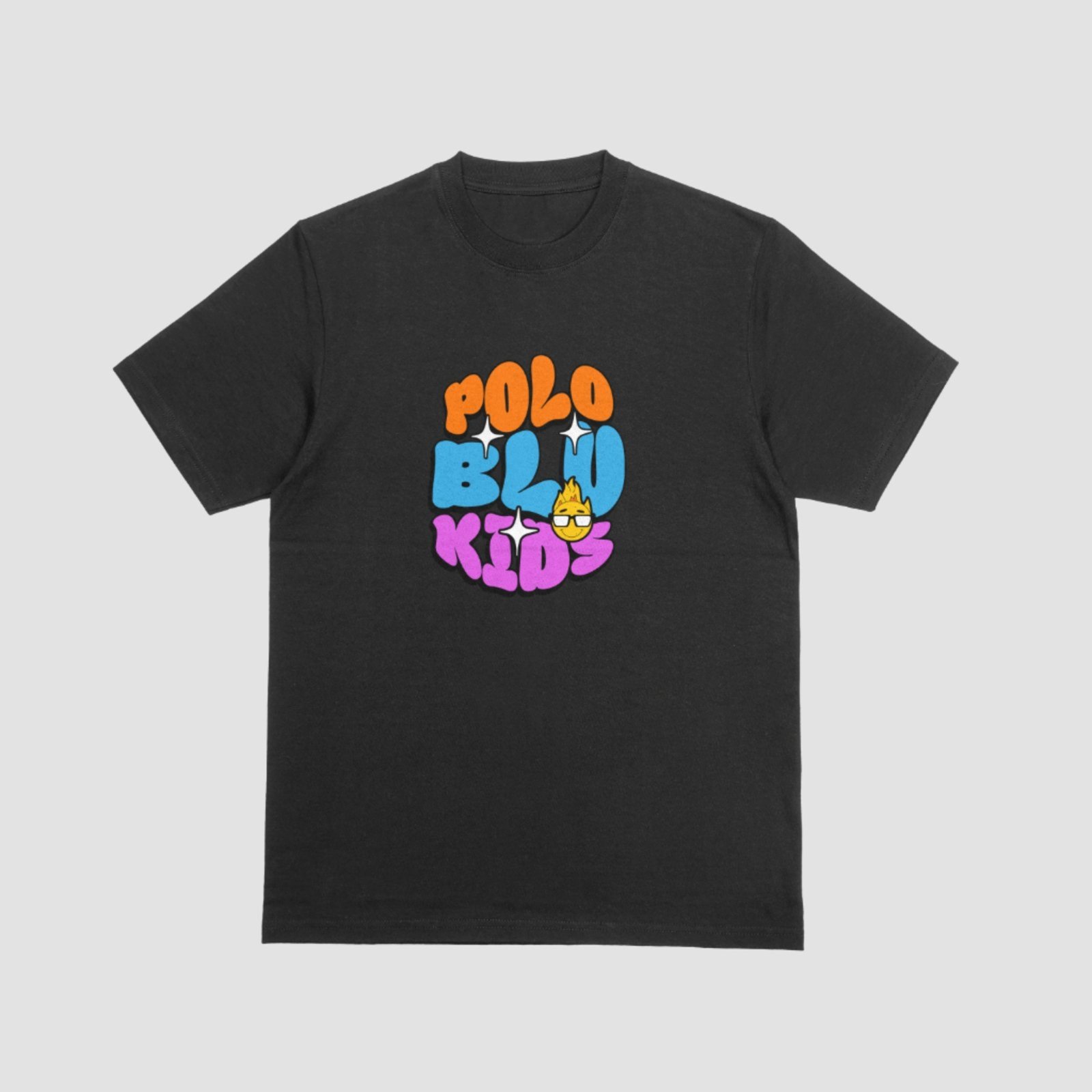 Infantil – Camiseta Polo Blu Masculina Preta Gola Redonda em Algodão do RN ao GG