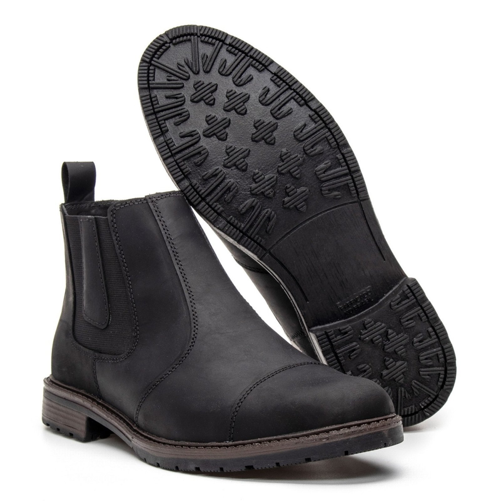 Bota Botina Masculina Chelsea em Couro Preto Zafrem