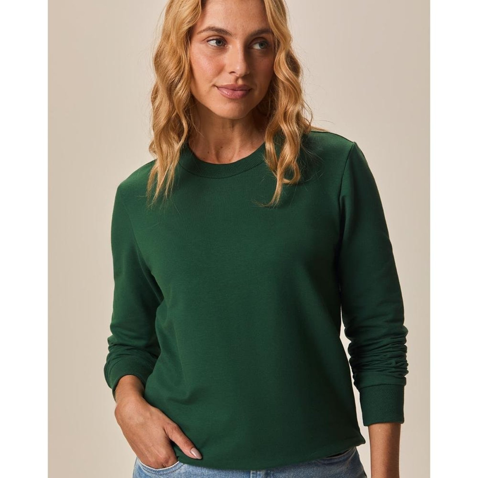 Blusão Básico Feminino Manga Longa Em Moletom Stretch