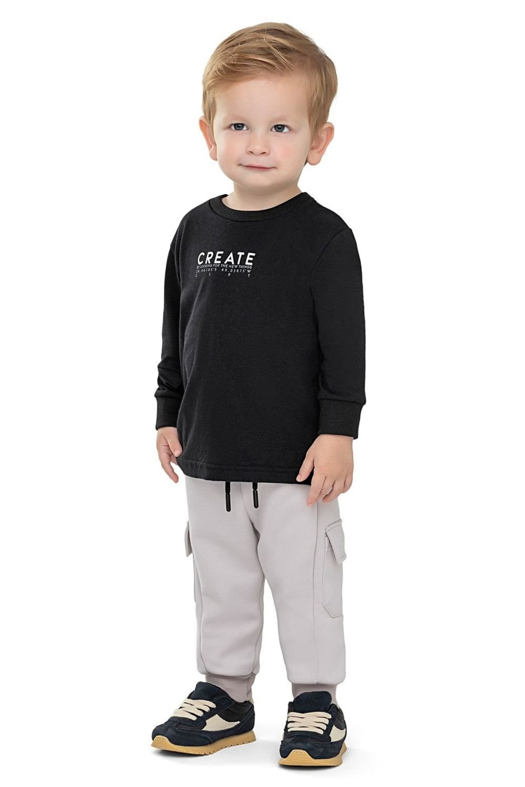 Infantil - Conjunto Menino Bolsos Cargo Colorittá Preto