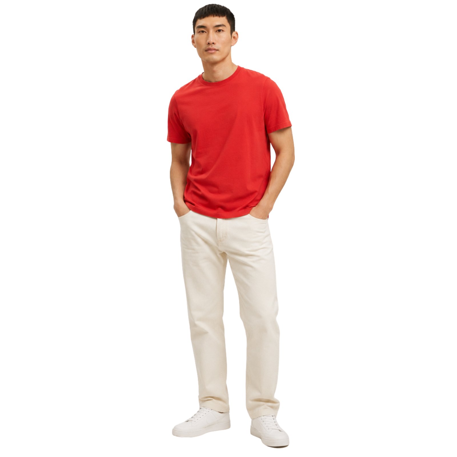 Camiseta Básica Masculina Casual Slim Fitness - Vermelho
